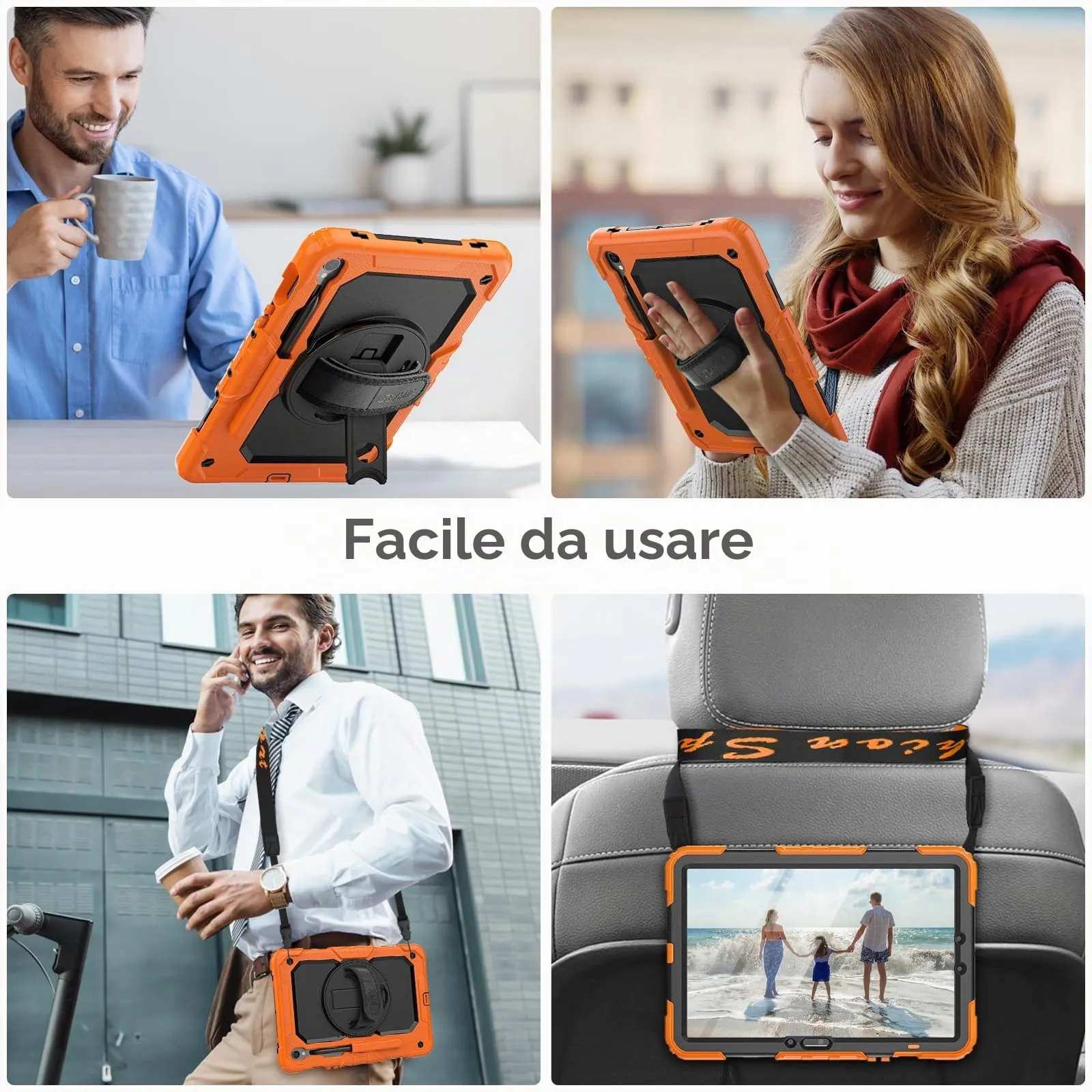 SEYMAC Cover per Samsung Galaxy Tab S10 Lite/S10 FE/S9 FE/S9, Arancione - immagine 7