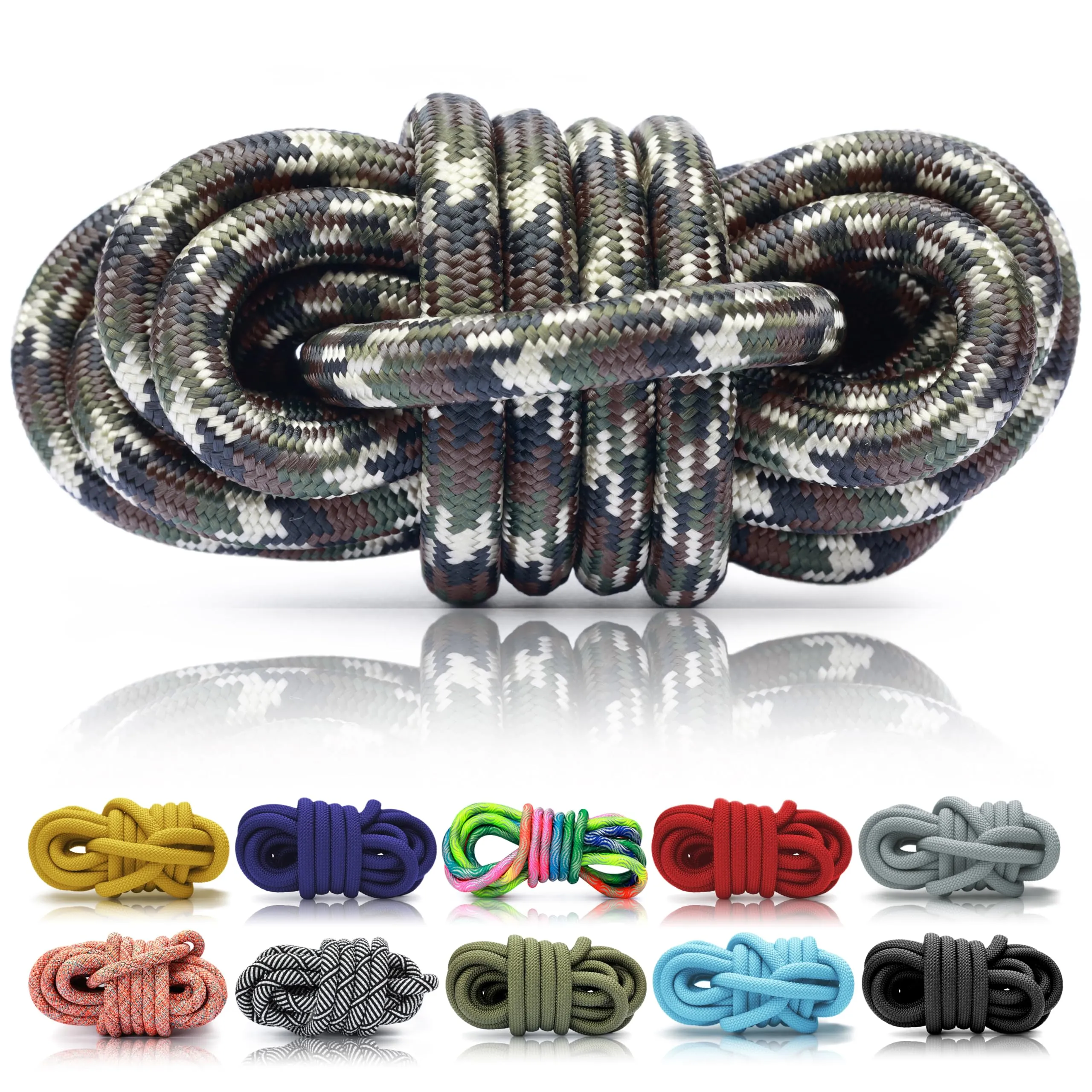 Ganzoo cima PPM 5 m, corda tonda 10 mm in polipropilene multifilem camoflage, per realizzare guinzagli per cani e collari, per annodare e intrecciare, takel, idee creative come portachiavi e lacci - immagine 1
