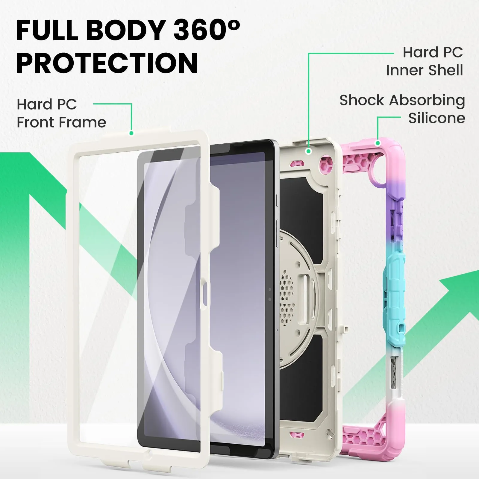 SEYMAC Cover per Samsung Galaxy Tab A9+ / A9 Plus - 11 Pollici 2023, Rosa - immagine 6