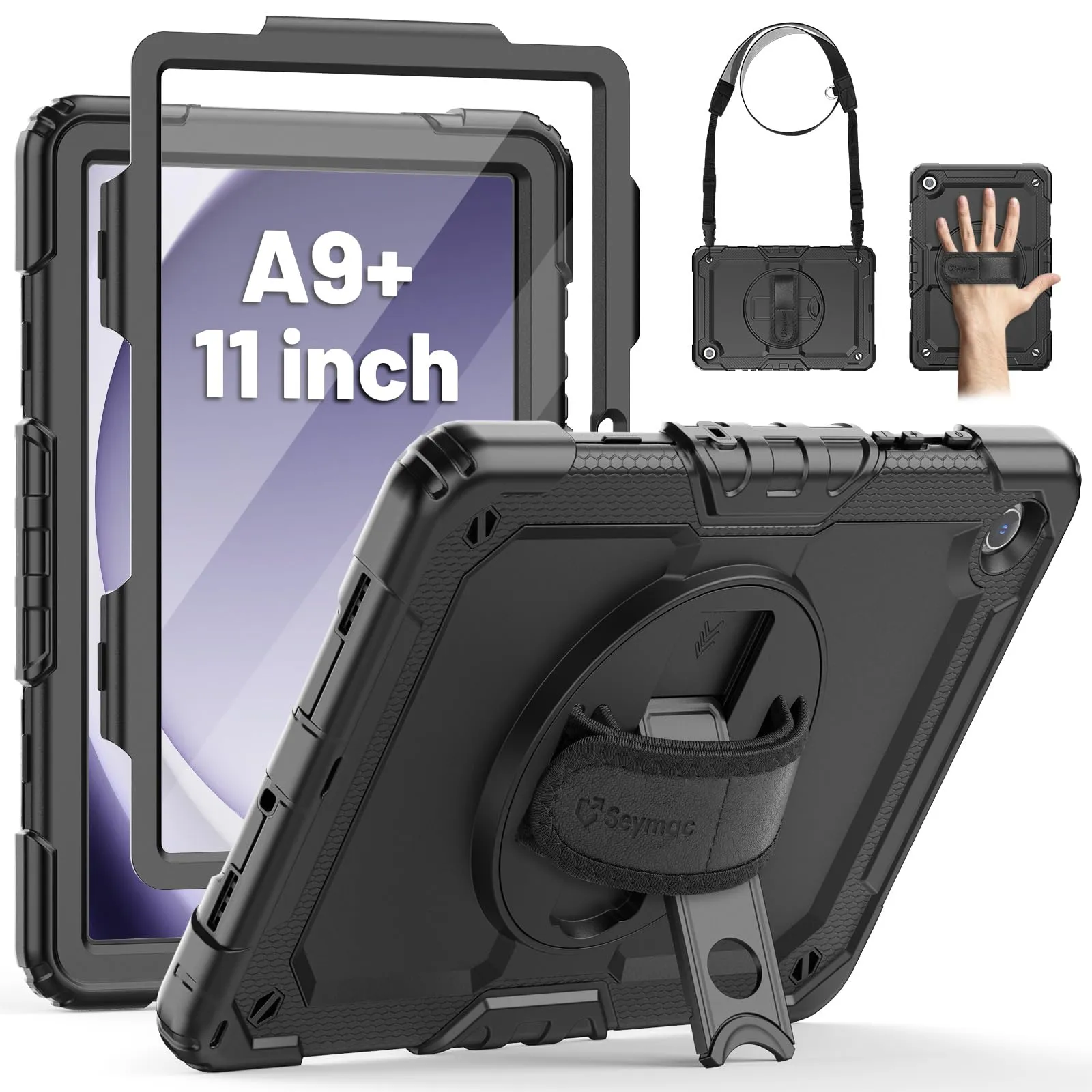SEYMAC Cover per Samsung Galaxy Tab A9+ / A9 Plus - 11 Pollici 2023, Nero - immagine 1