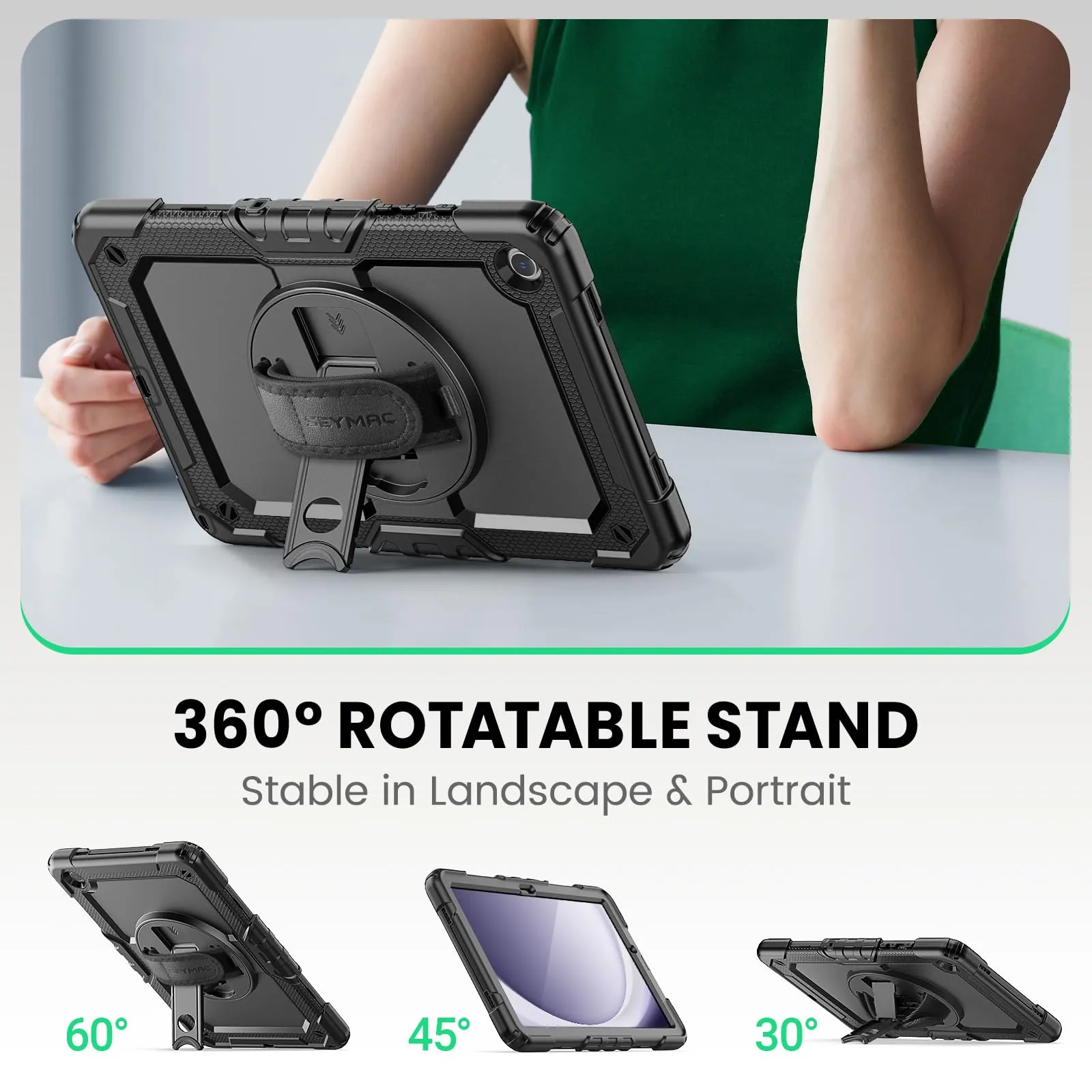 SEYMAC Cover per Samsung Galaxy Tab A9+ / A9 Plus - 11 Pollici 2023, Nero - immagine 5