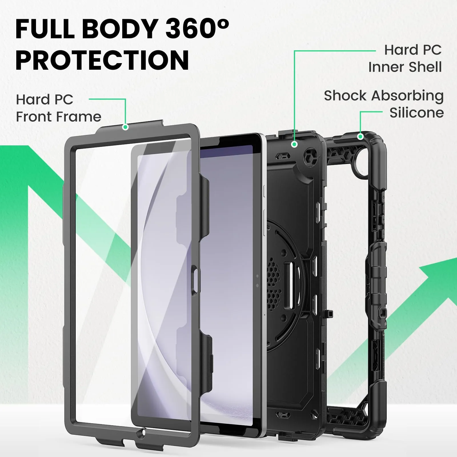 SEYMAC Cover per Samsung Galaxy Tab A9+ / A9 Plus - 11 Pollici 2023, Nero - immagine 6