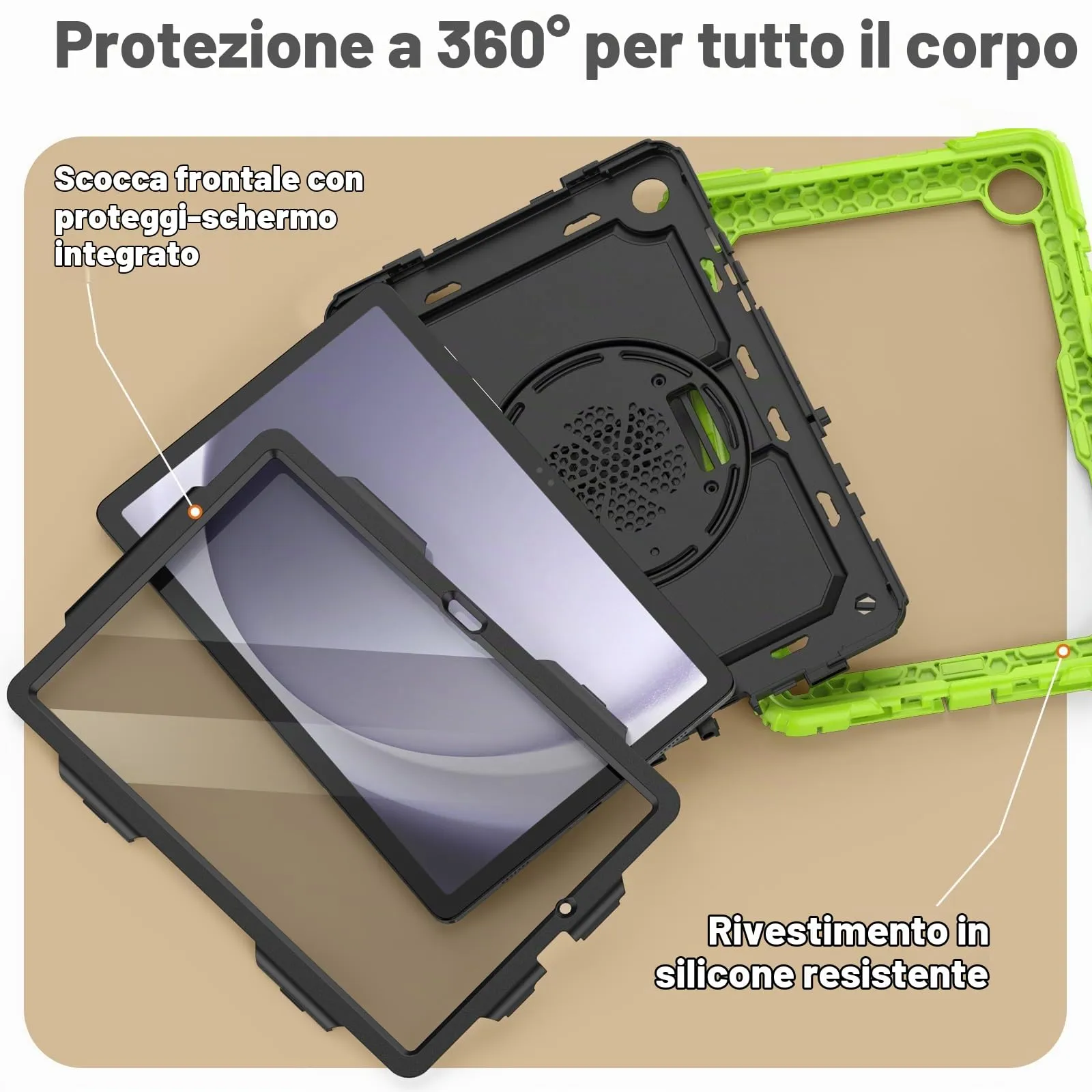 SEYMAC Cover per Samsung Galaxy Tab A9+ / A9 Plus - 11 Pollici 2023, Verde - immagine 2