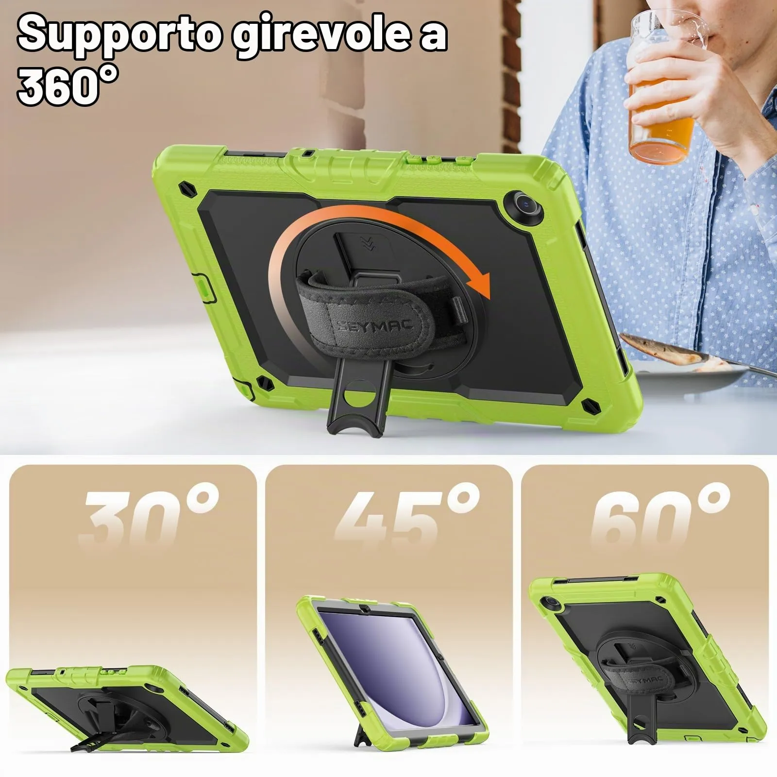 SEYMAC Cover per Samsung Galaxy Tab A9+ / A9 Plus - 11 Pollici 2023, Verde - immagine 3