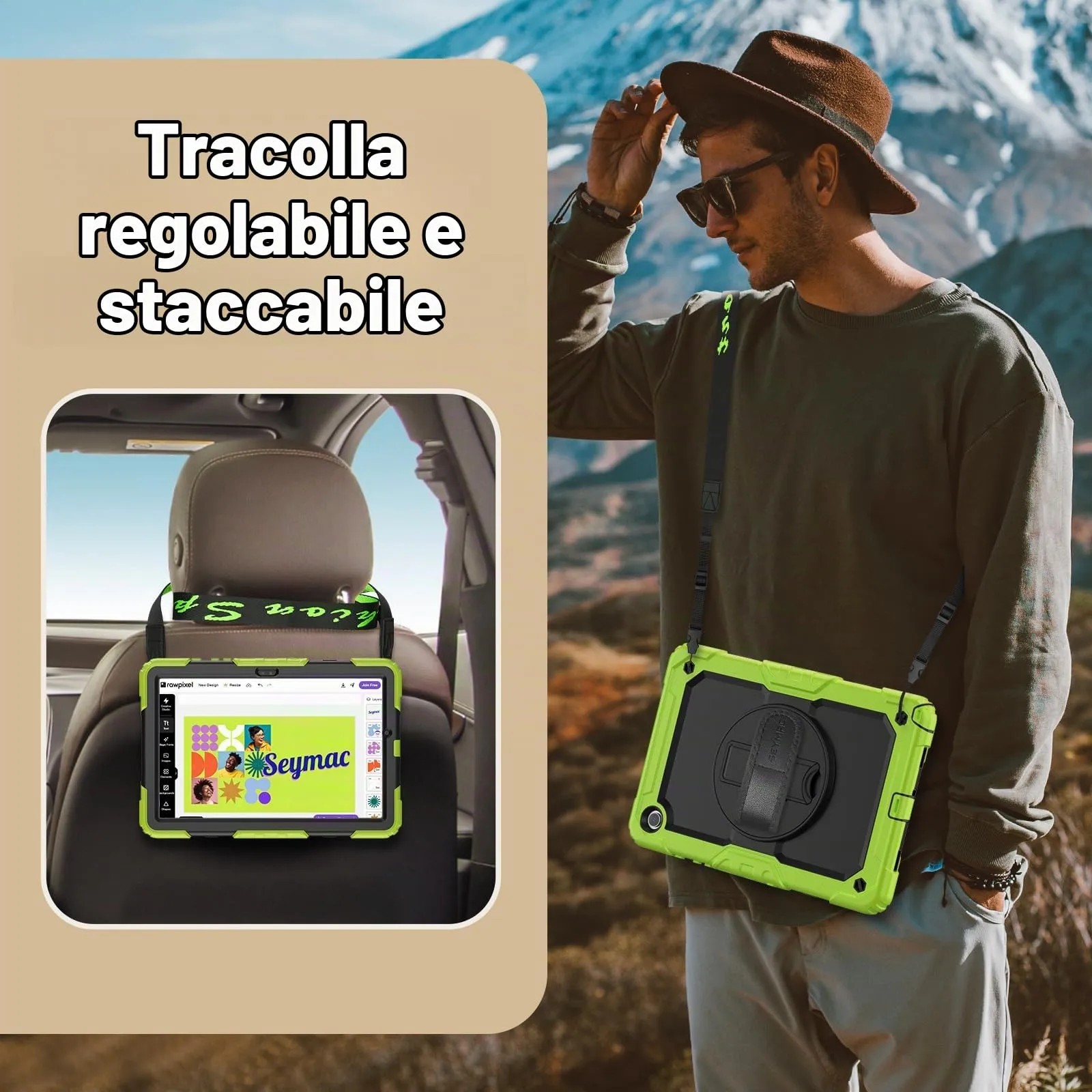 SEYMAC Cover per Samsung Galaxy Tab A9+ / A9 Plus - 11 Pollici 2023, Verde - immagine 5
