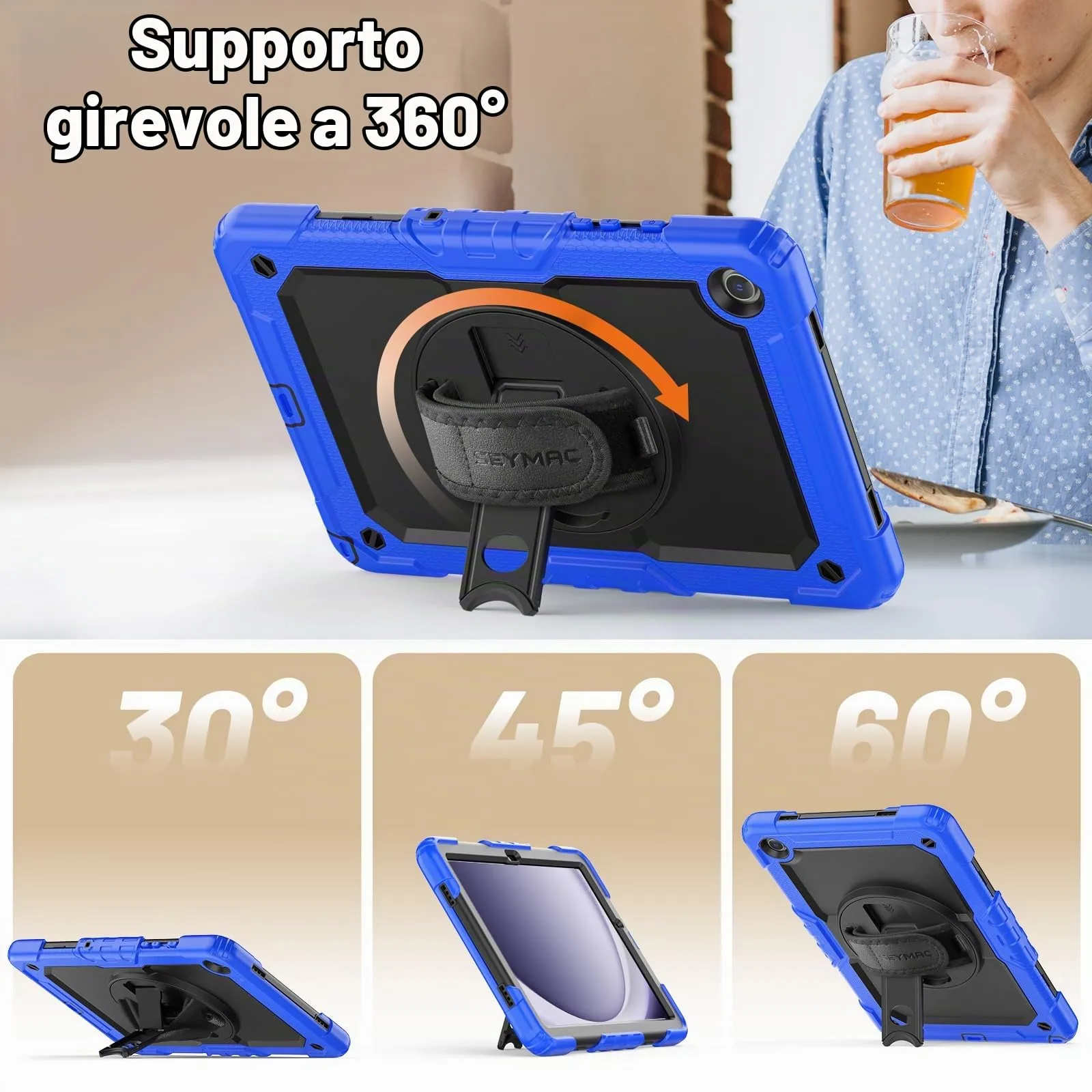 SEYMAC Cover per Samsung Galaxy Tab A9+ / A9 Plus - 11 Pollici 2023, Blu - immagine 3
