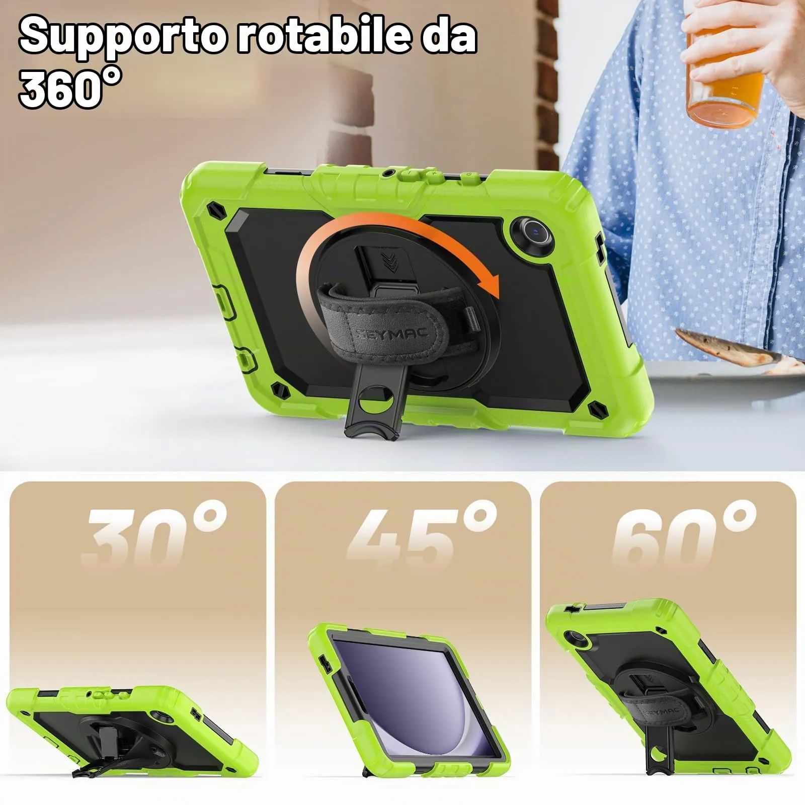 SEYMAC Cover per Samsung Galaxy Tab A9-8,7 Pollici 2023, Verde - immagine 3