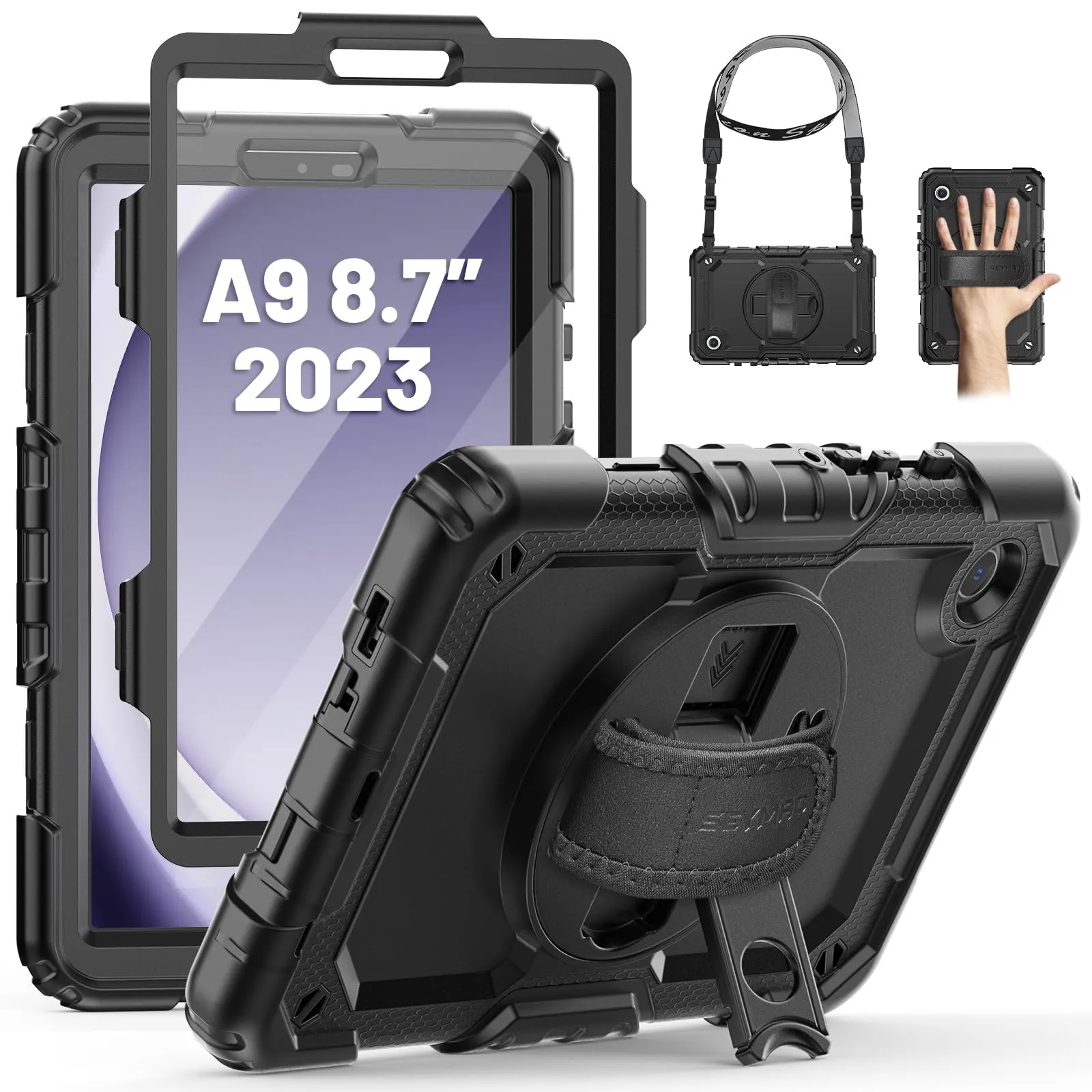 SEYMAC Cover per Samsung Galaxy Tab A11/A9 8,7 Pollici 2025/2023, Nero - immagine 1