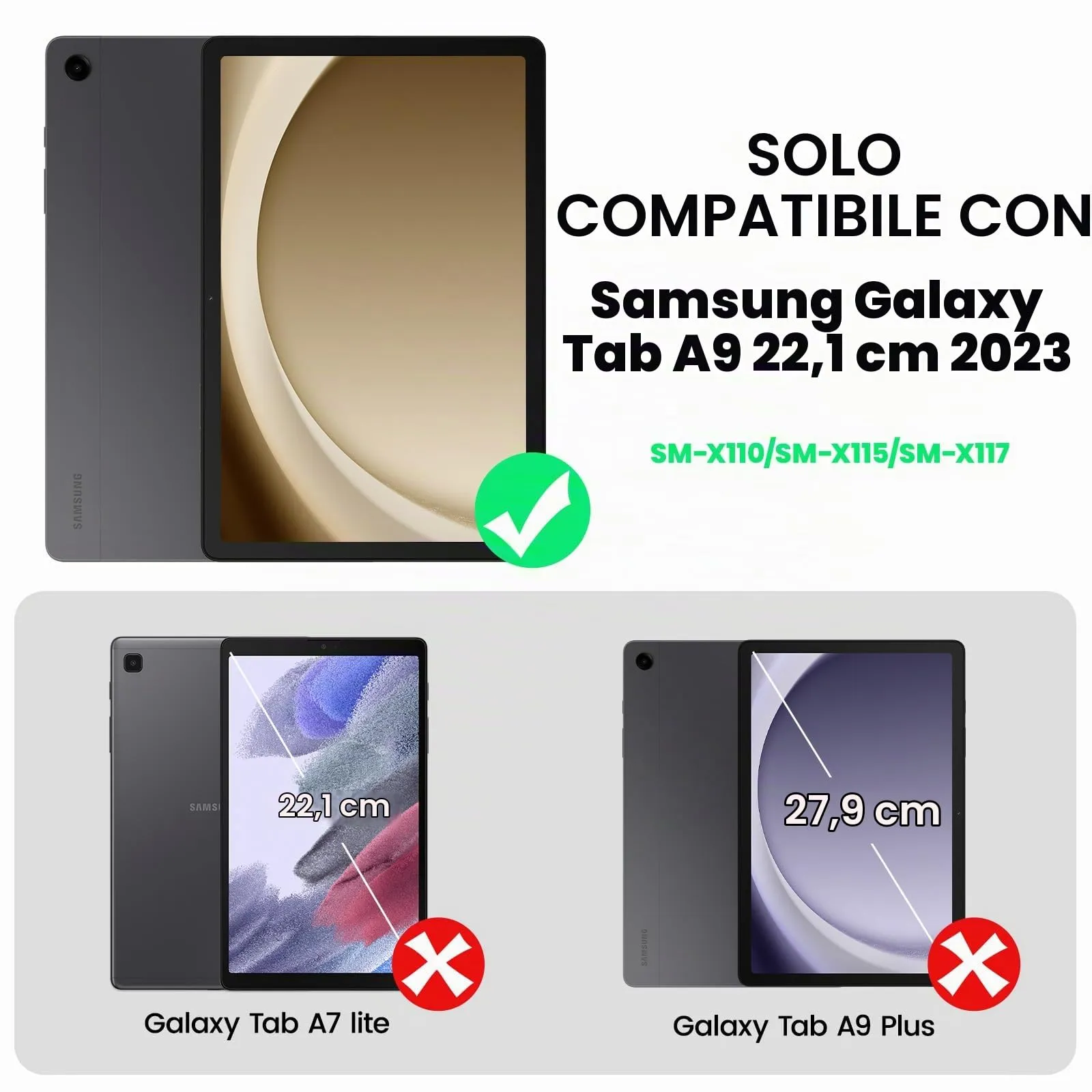 SEYMAC Cover per Samsung Galaxy Tab A11/A9 8,7 Pollici 2025/2023, Nero - immagine 2