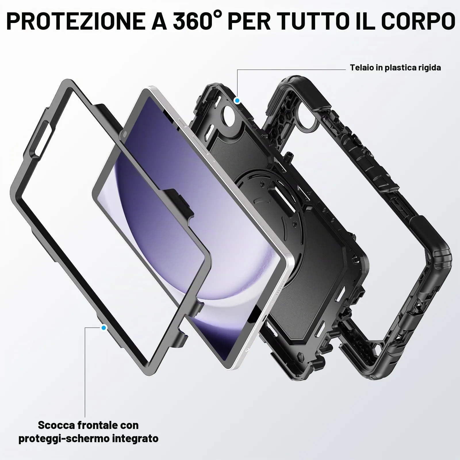 SEYMAC Cover per Samsung Galaxy Tab A11/A9 8,7 Pollici 2025/2023, Nero - immagine 3