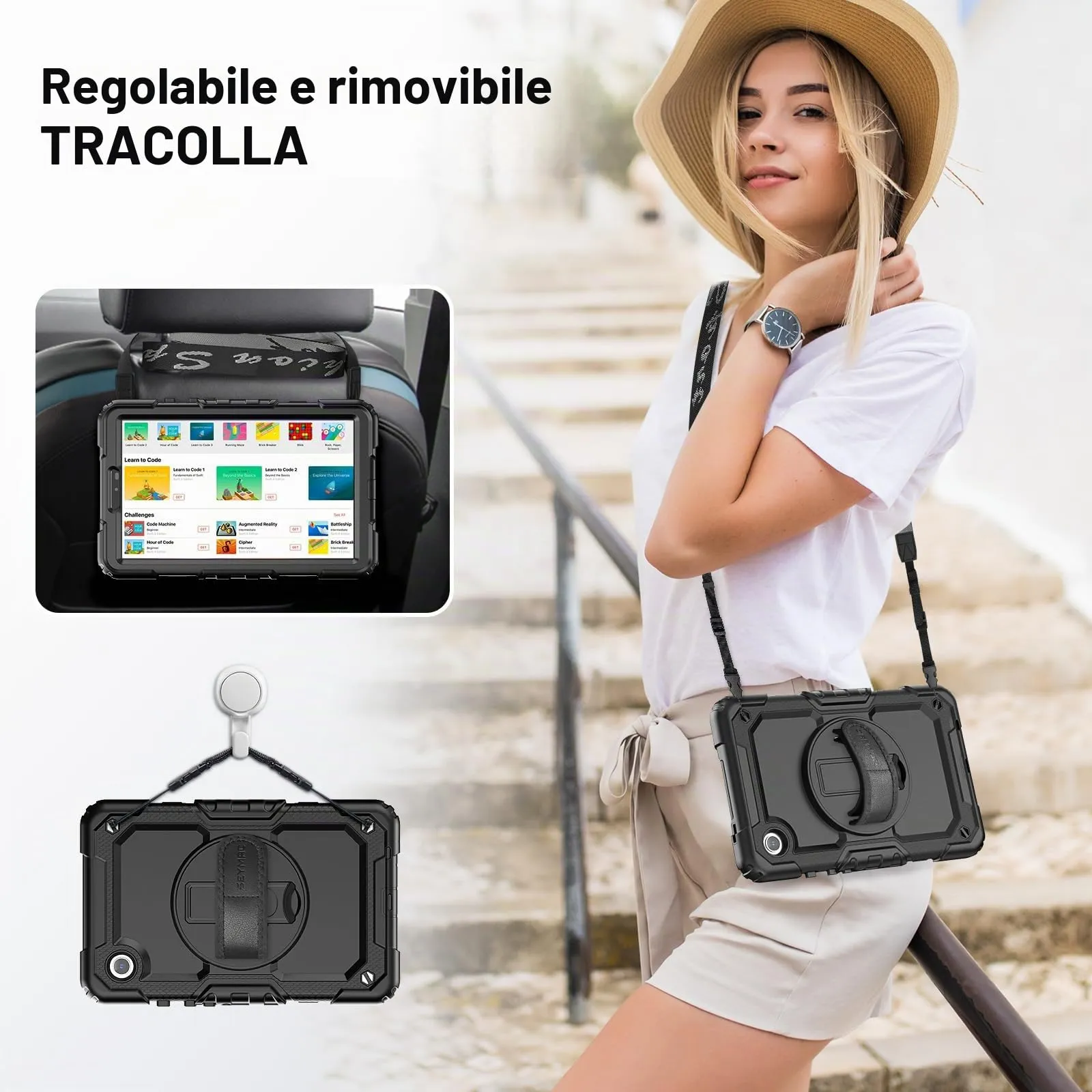 SEYMAC Cover per Samsung Galaxy Tab A11/A9 8,7 Pollici 2025/2023, Nero - immagine 6