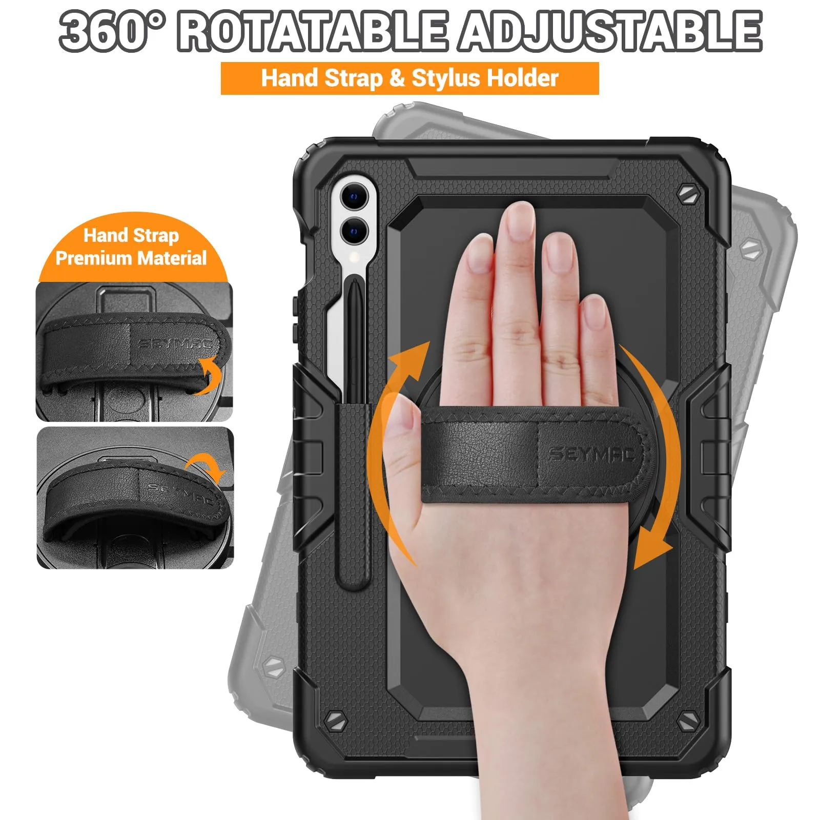 SEYMAC Cover per Samsung Galaxy Tab S10+/S9 FE Plus/S9+ 12,4" 2023, Nero - immagine 2