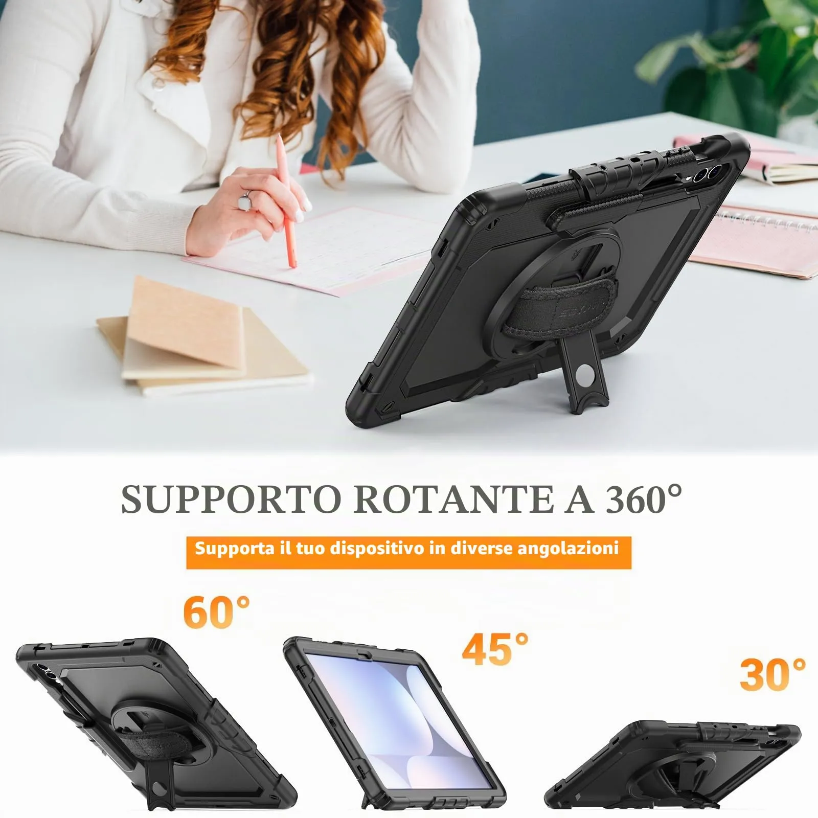 SEYMAC Cover per Samsung Galaxy Tab S10+/S9 FE Plus/S9+ 12,4" 2023, Nero - immagine 3