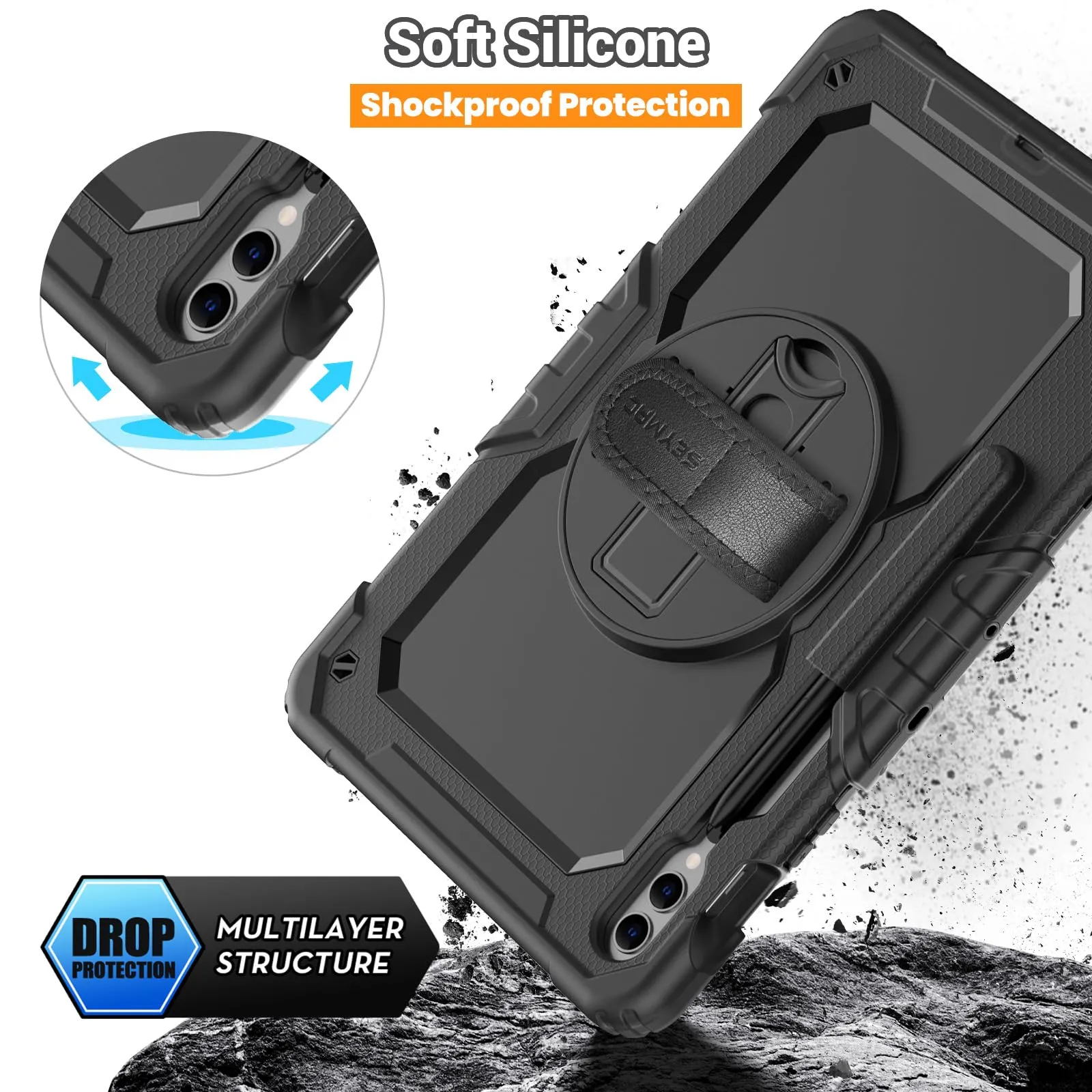 SEYMAC Cover per Samsung Galaxy Tab S10+/S9 FE Plus/S9+ 12,4" 2023, Nero - immagine 6