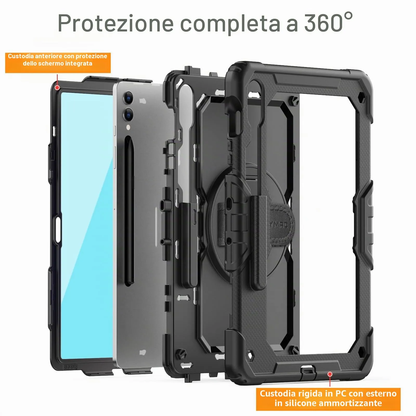 SEYMAC Cover per Samsung Galaxy Tab S10+/S9 FE Plus/S9+ 12,4" 2023, Nero - immagine 7