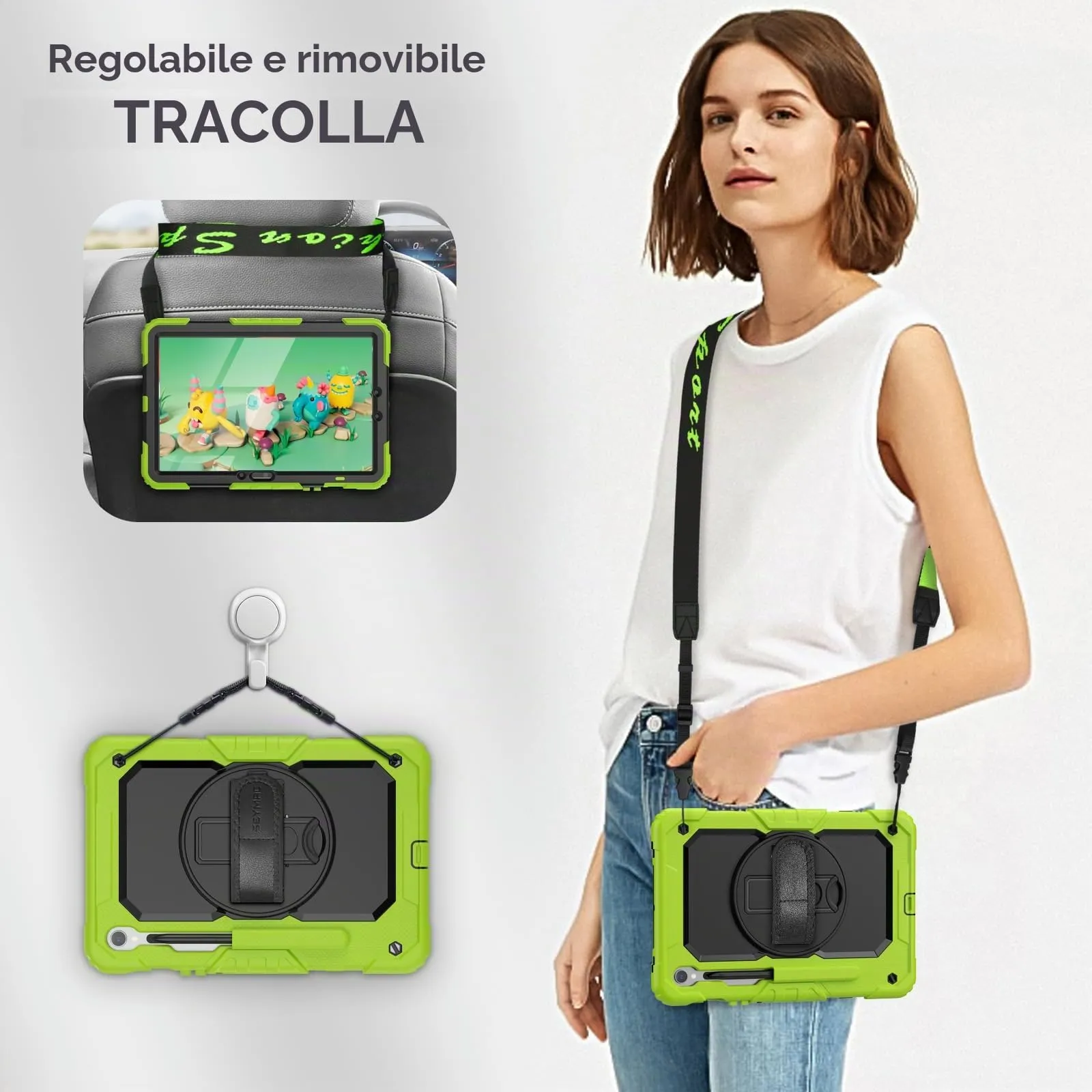 SEYMAC Cover per Samsung Galaxy Tab S10 Lite/S10 FE/S9 FE 10,9"/S9, Verde - immagine 4