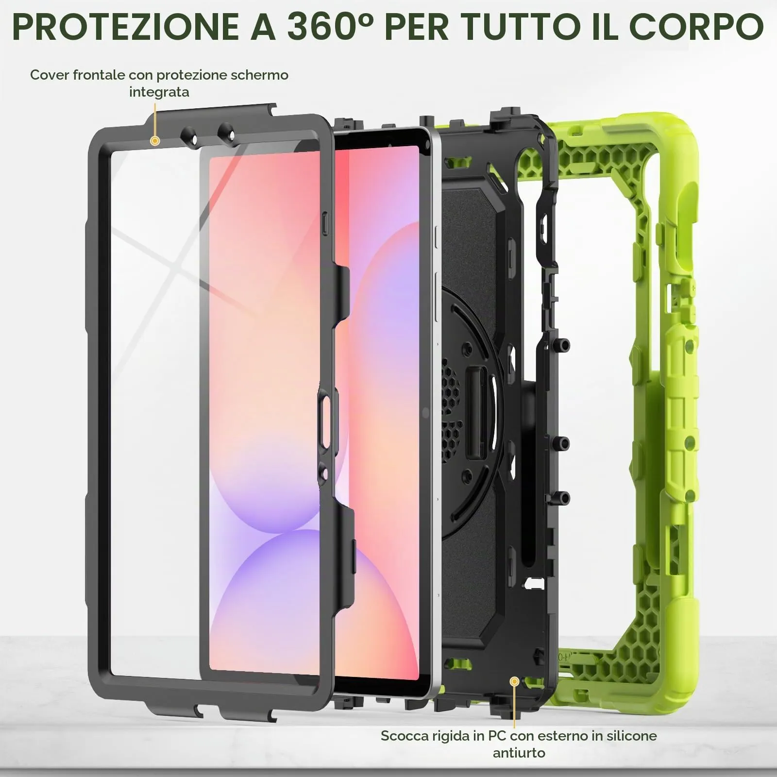 SEYMAC Cover per Samsung Galaxy Tab S10 Lite/S10 FE/S9 FE 10,9"/S9, Verde - immagine 6