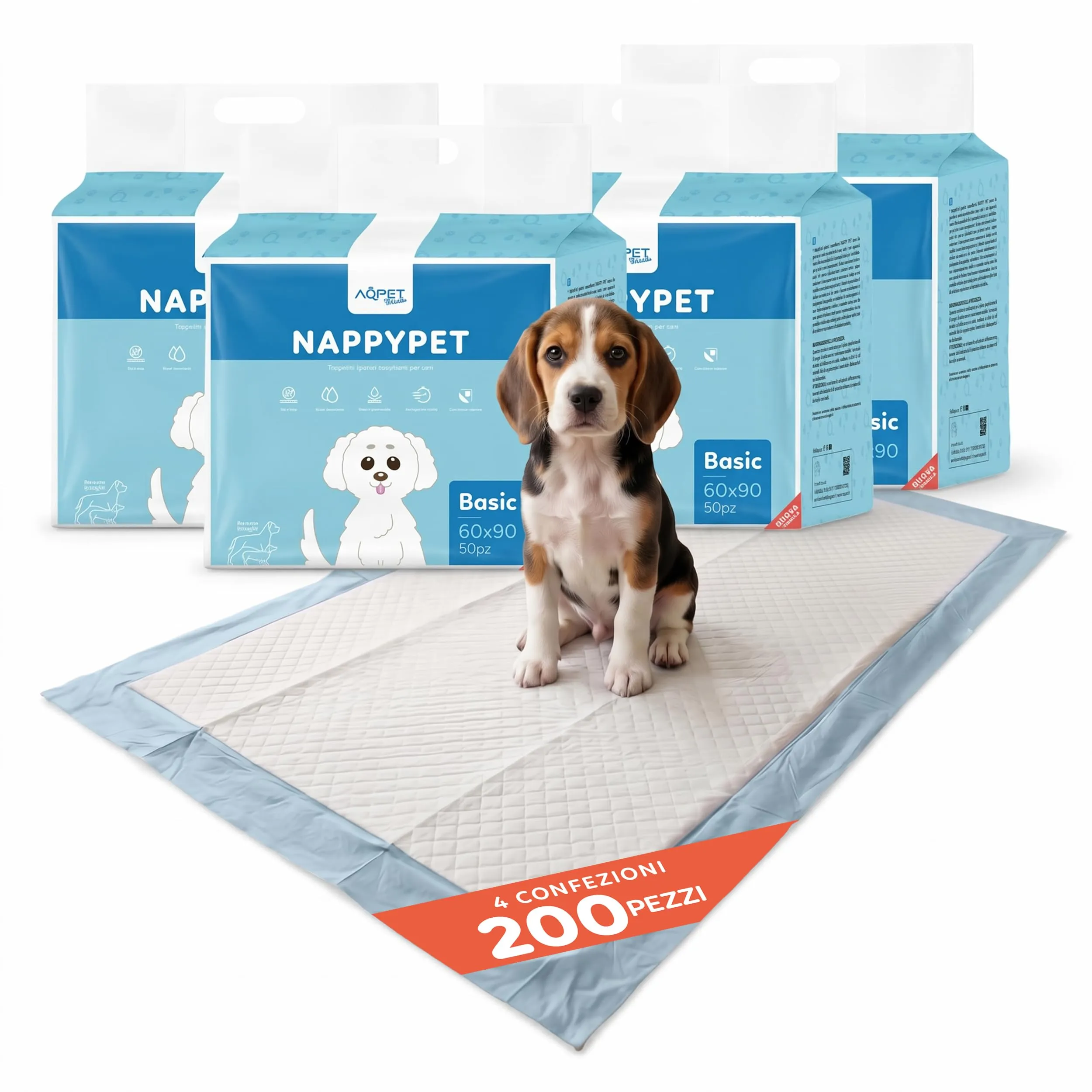 AQPET Tappetini Igienici Assorbenti per Cani e Cuccioli 60x90 cm, 200 Pezzi - immagine 1