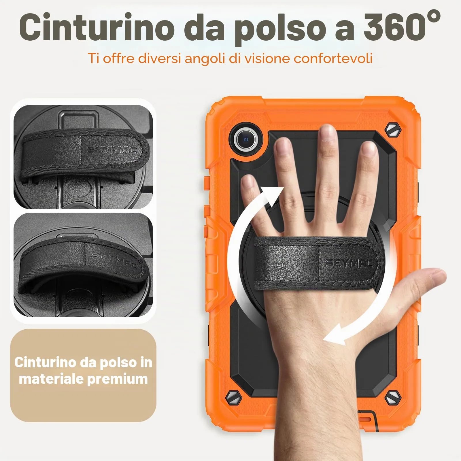 SEYMAC Cover per Samsung Galaxy Tab A9-8,7 Pollici 2023, Arancione - immagine 4
