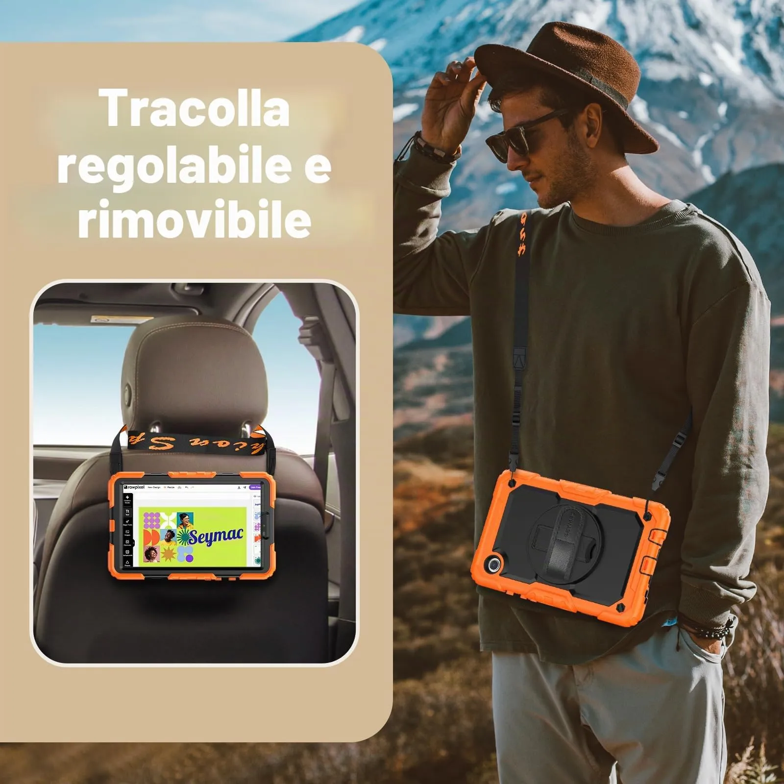 SEYMAC Cover per Samsung Galaxy Tab A9-8,7 Pollici 2023, Arancione - immagine 5