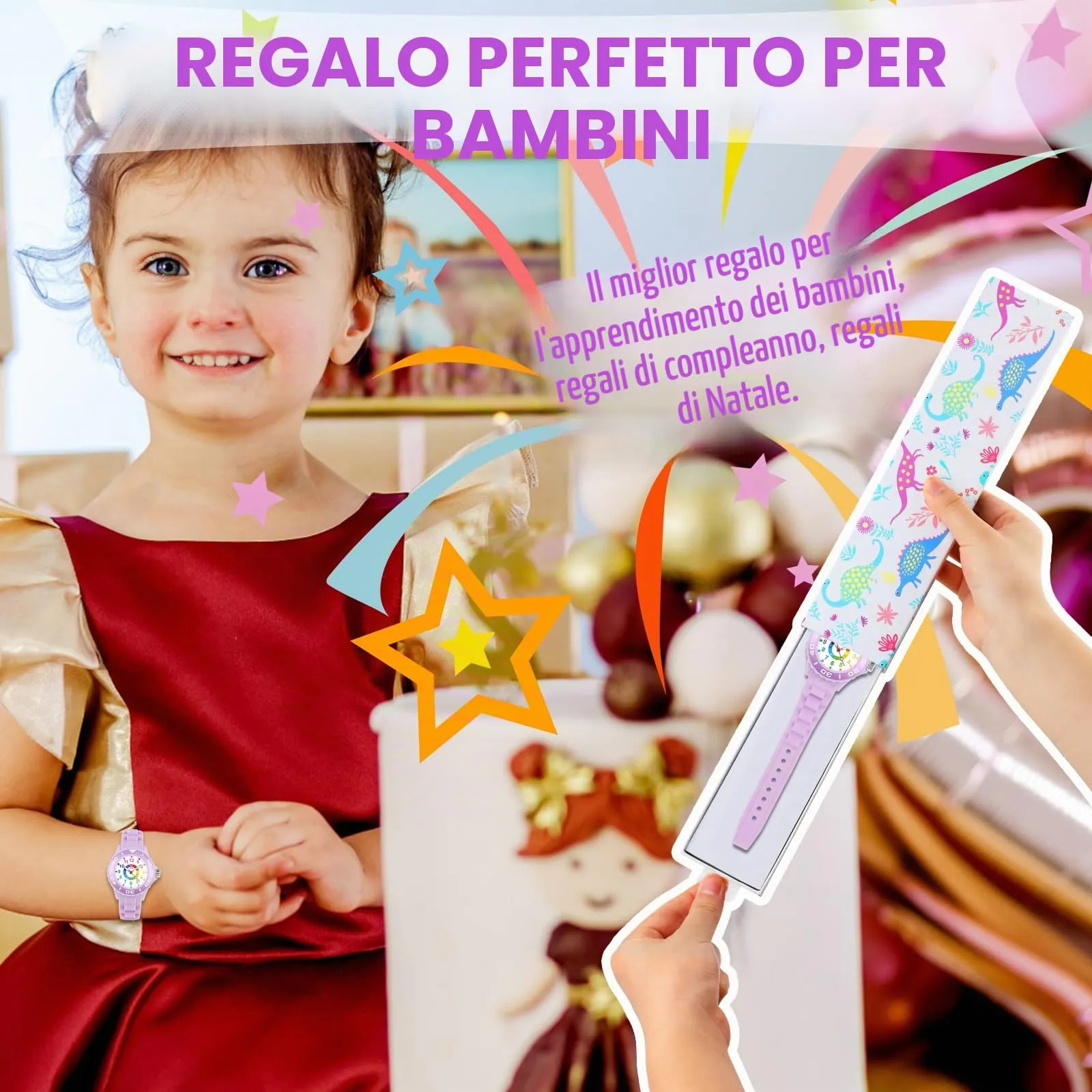 DTKID Orologio Bambini Analogico, Ghiera Girevole, Silicone (Viola) - immagine 6