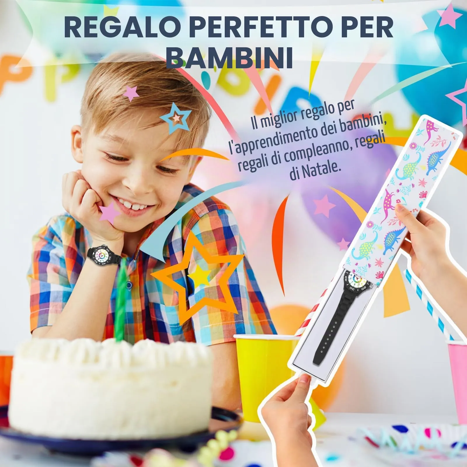 DTKID Orologio Bambini Analogico, Ghiera Girevole, Silicone (Nero) - immagine 6