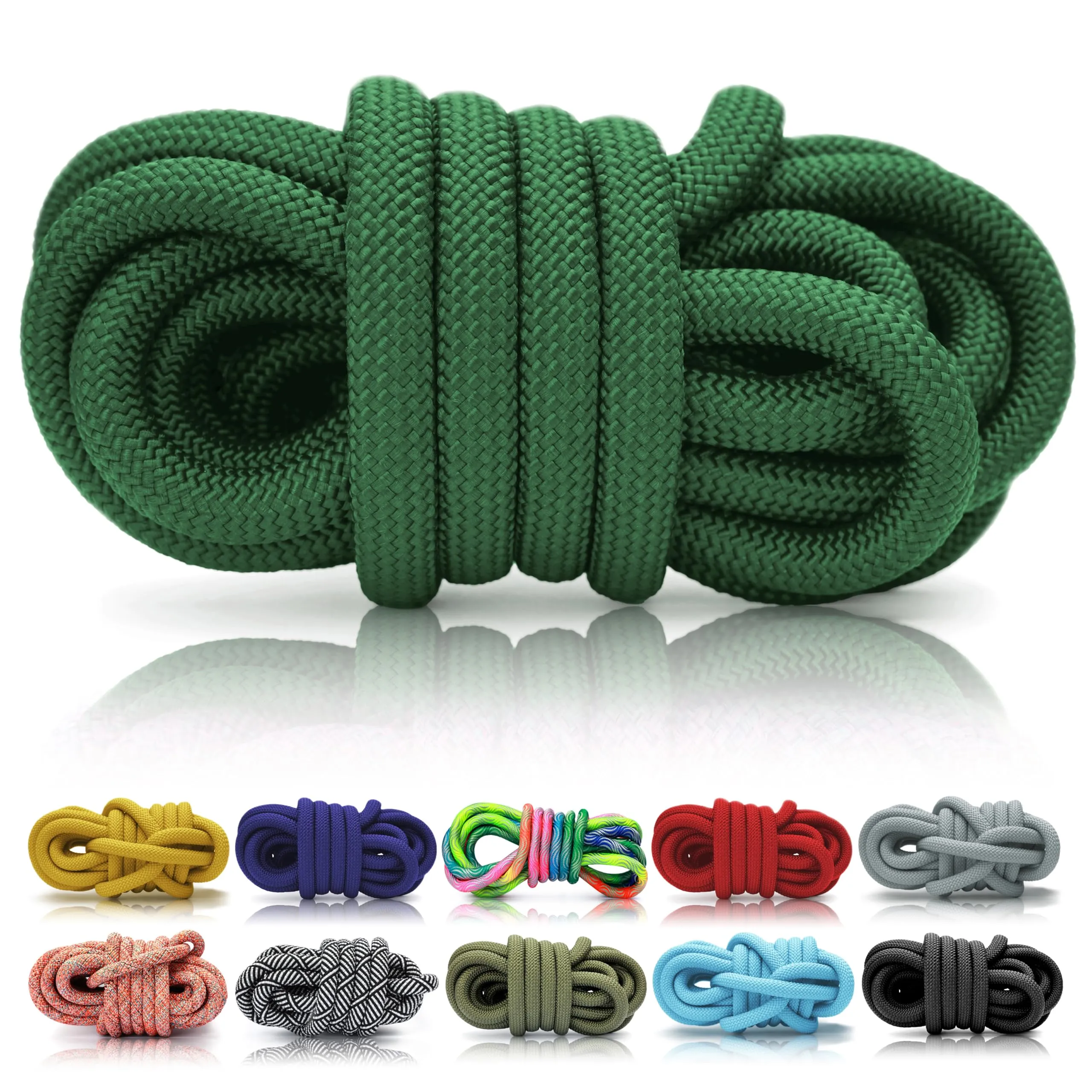 Ganzoo corda PPM 5 m in pezzo unico, 8 mm verde scuro, polipropilene multifilamento intrecciato, corda rotonda per annodare intrecciare e rifinire estremità, per guinzagli collari cane DIY - immagine 1