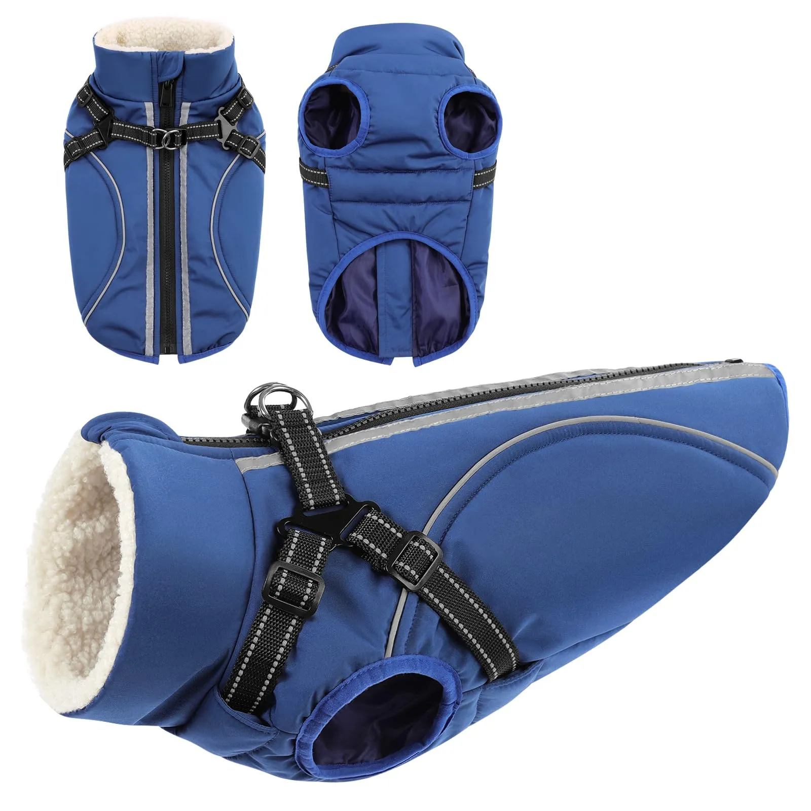 CITÉTOILE Cappotto Invernale per Cani Impermeabile Giacca Calda Blu S - immagine 1