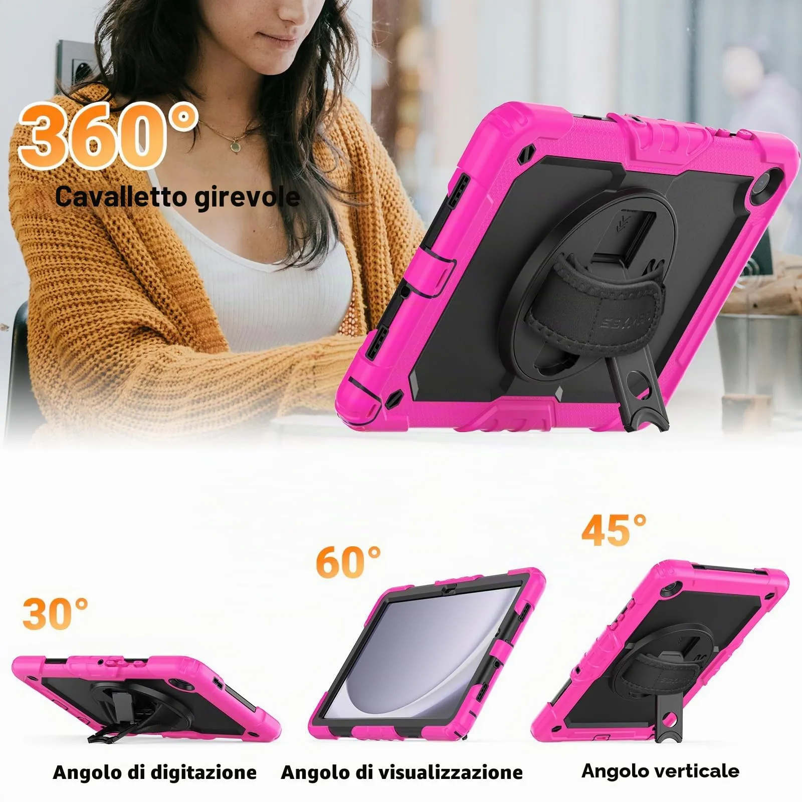 SEYMAC Cover per Samsung Galaxy Tab A11+/A11 Plus - 11 Pollici 2025, Fucsia - immagine 4