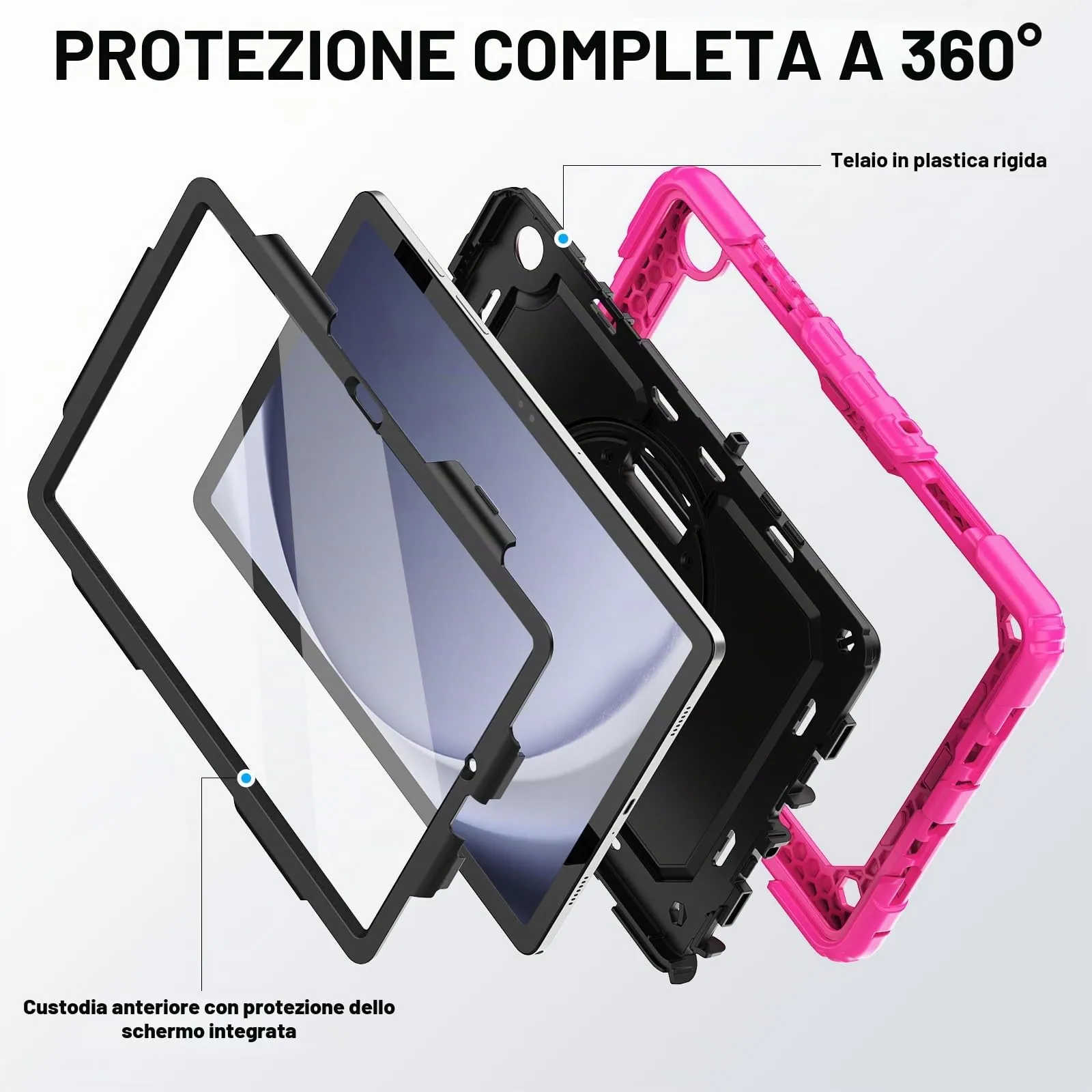 SEYMAC Cover per Samsung Galaxy Tab A11+/A11 Plus - 11 Pollici 2025, Fucsia - immagine 7