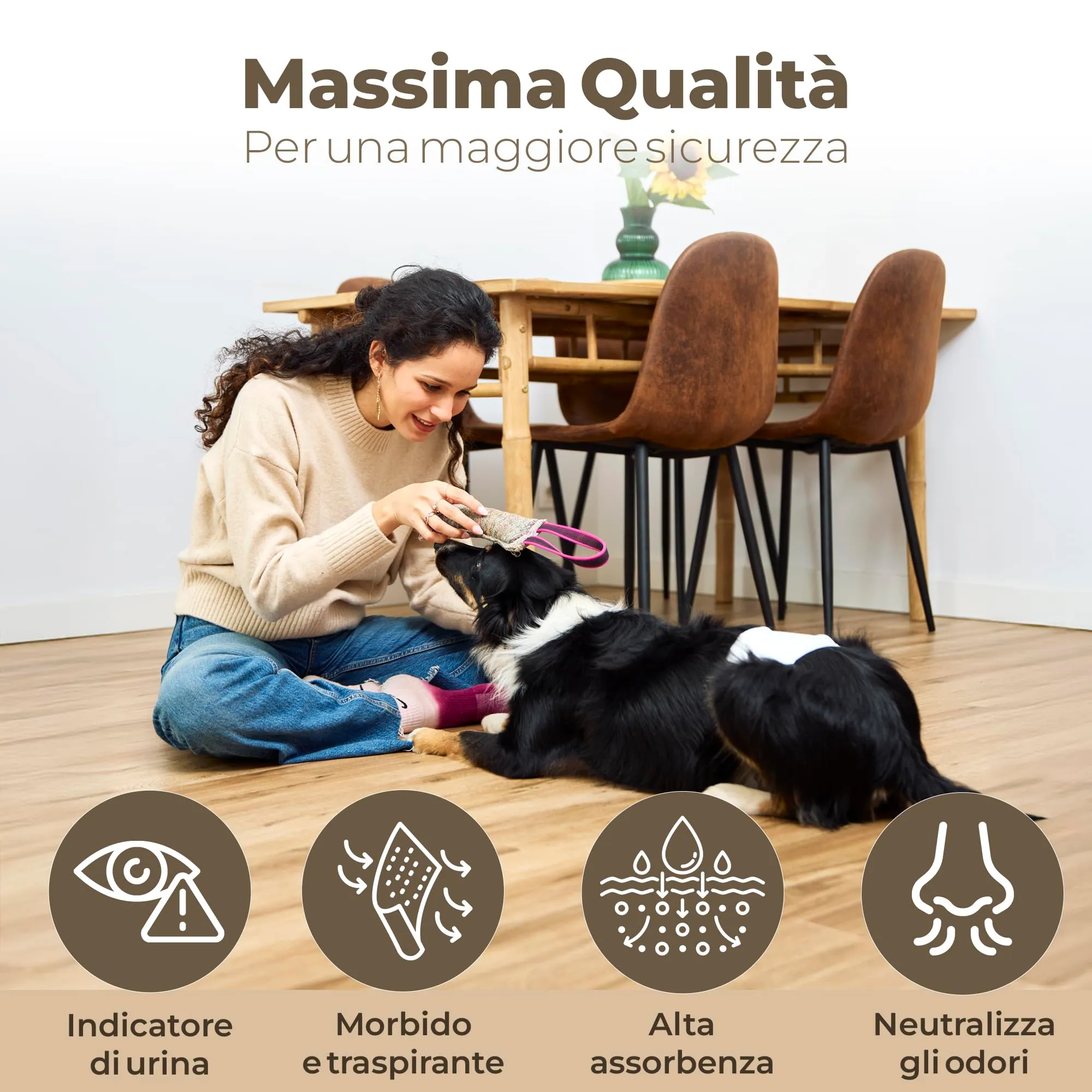 MIKAU - Pannolini per cani maschi ultra assorbenti (confezione da 48), vestibilità anti-perdite, comodi e resistenti, facile da posizionare. Incluso il rotolo del sacchetto per la cacca - immagine 4