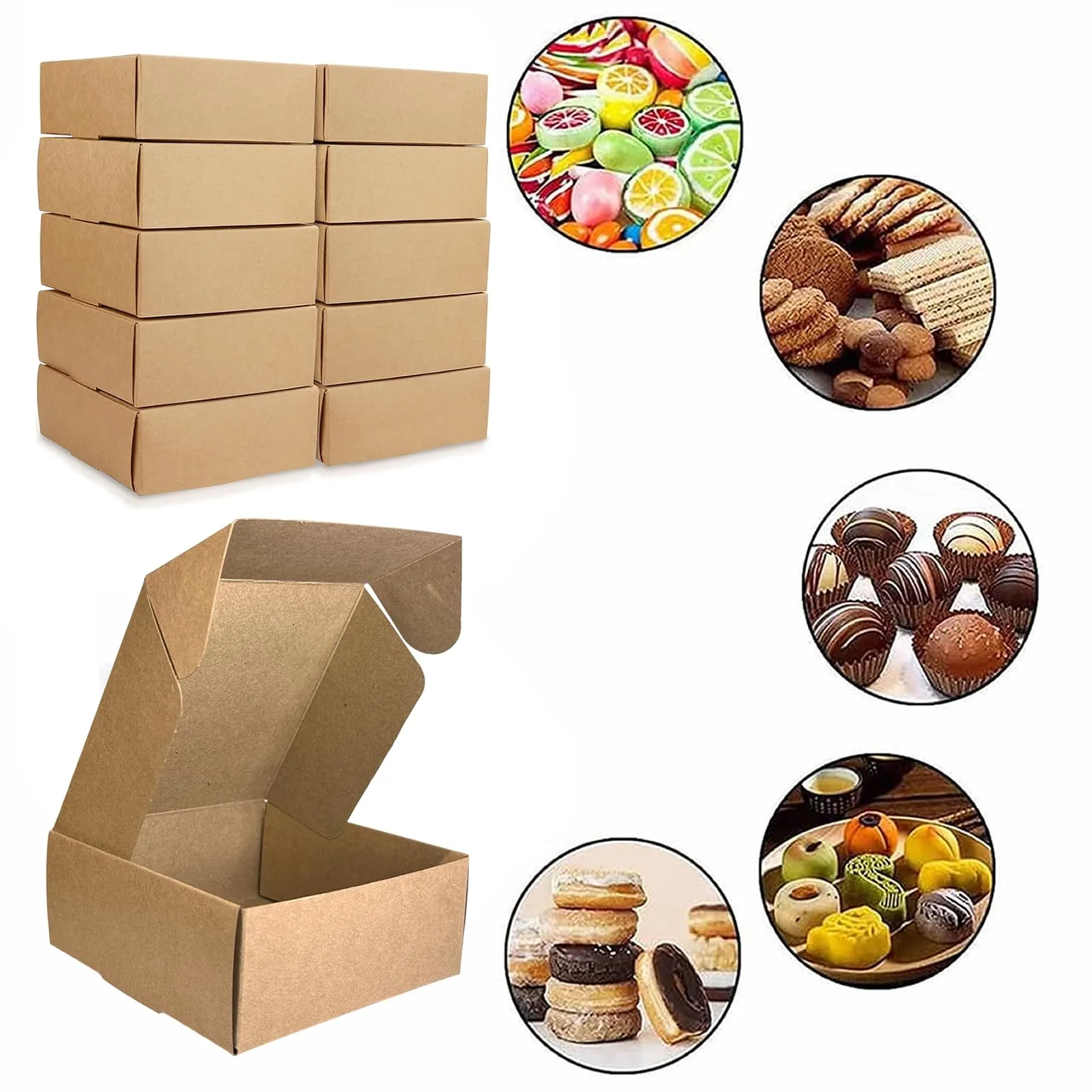 Festa Centro Scatoline Carta Kraft Marrone con Coperchio 12x12x5cm 50 Pezzi - immagine 5