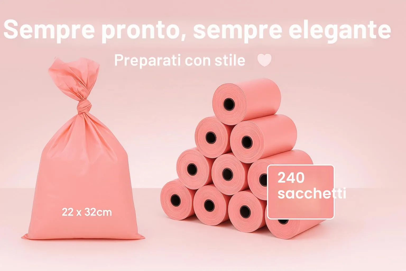 Sacchetti cane cacca – 60 pezzi biodegradabili – 22x32 cm – Colore verde – Flamingo - immagine 2