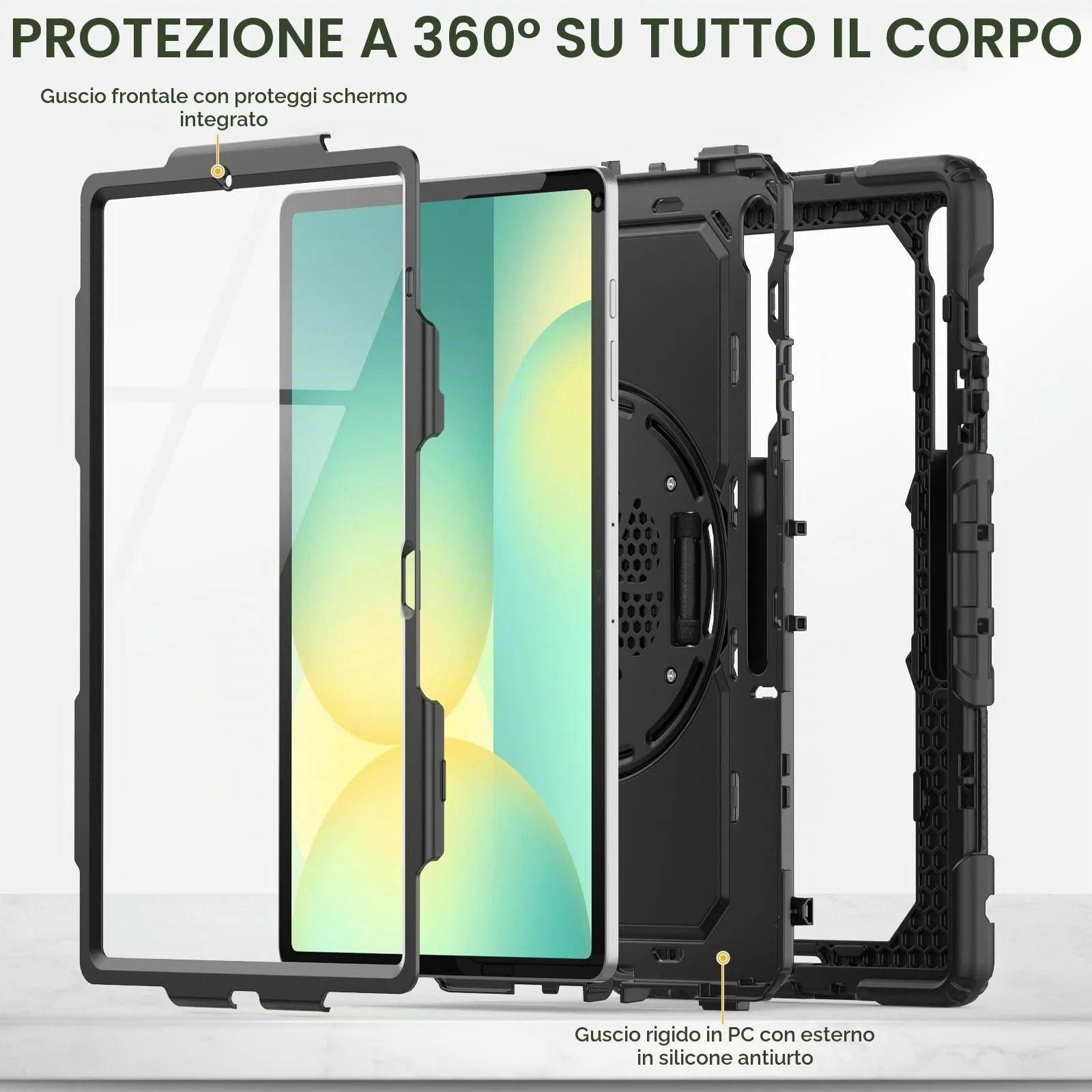 SEYMAC Cover per Samsung S10 FE+ Plus - 13,1 Pollici 2025, Nero - immagine 3