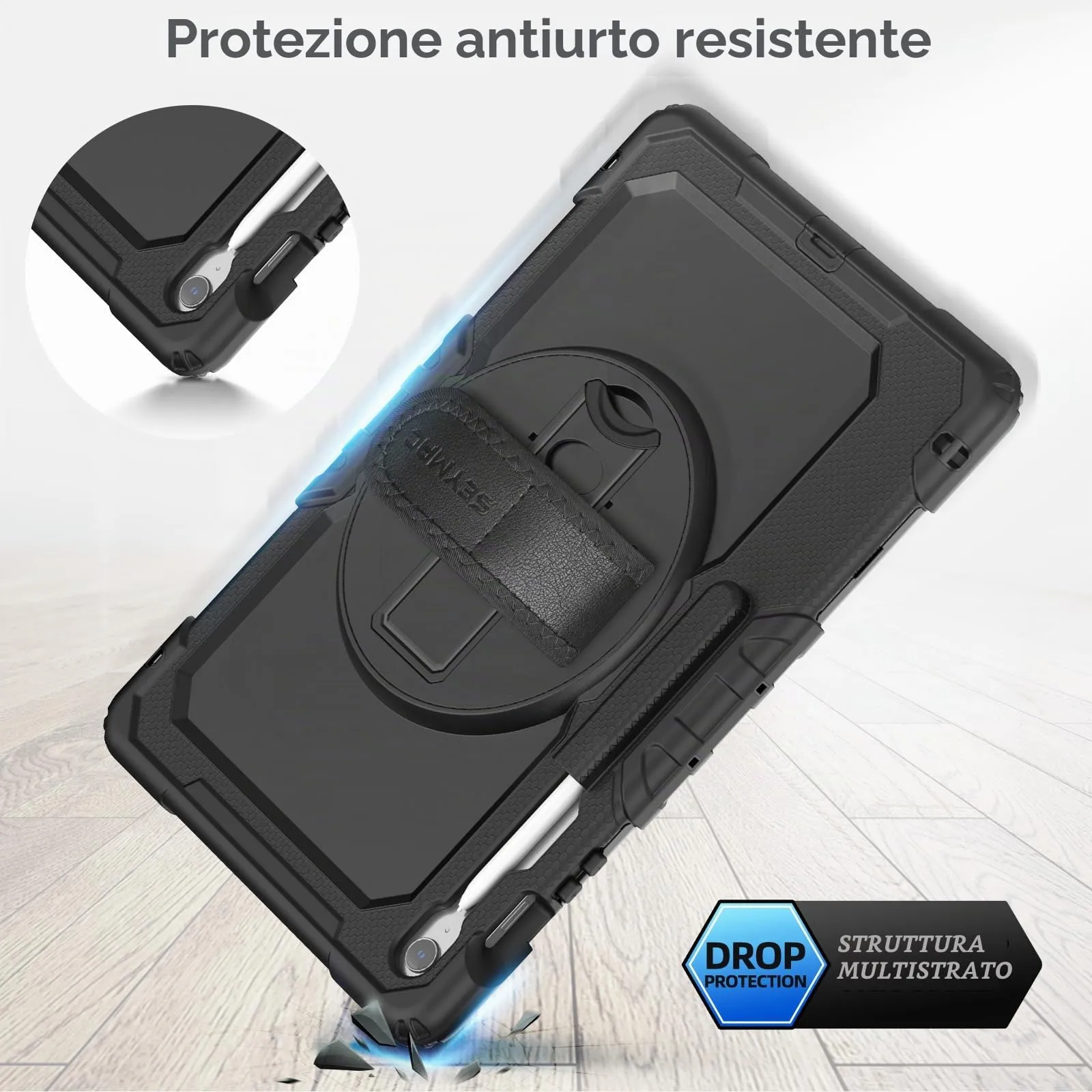 SEYMAC Cover per Samsung S10 FE+ Plus - 13,1 Pollici 2025, Nero - immagine 6