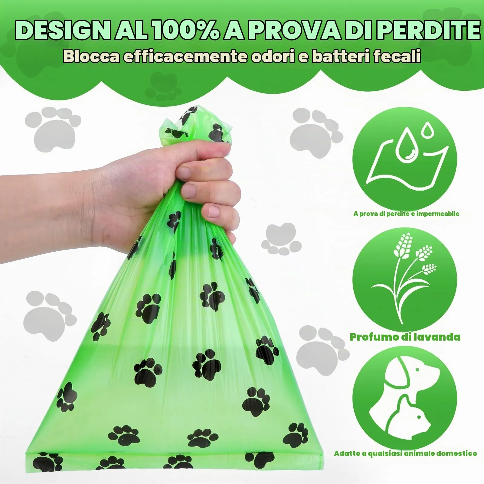 630 Pezzi Sacchetti Cane Cacca, Biodegradabili Prova di Perdite Sacchetti Cacca Cane, Profumo di Lavanda Sacchetti per Cani, 22.5 x 30 CM (42 Rotoli, 15 per Rotolo) - immagine 2
