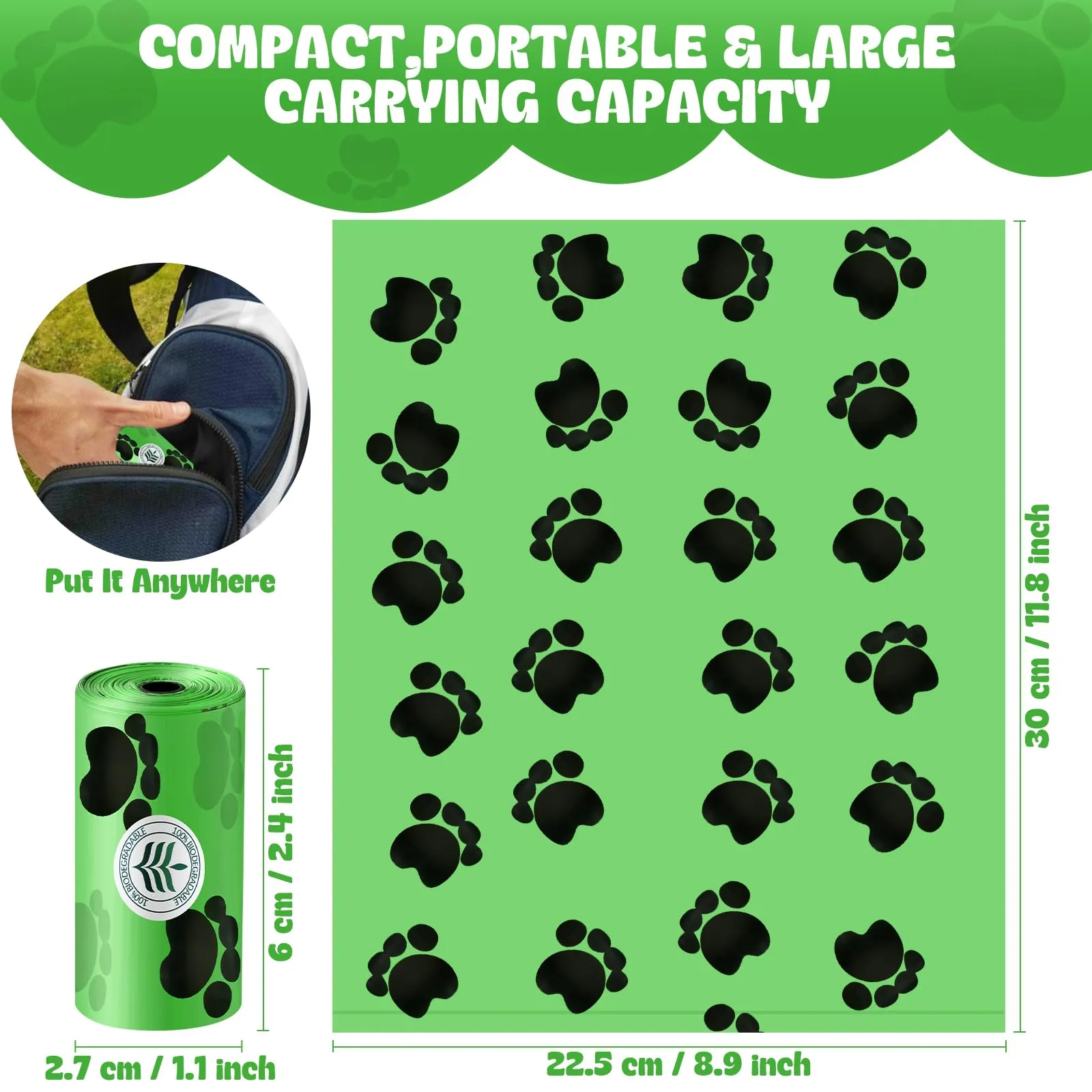 630 Pezzi Sacchetti Cane Cacca, Biodegradabili Prova di Perdite Sacchetti Cacca Cane, Profumo di Lavanda Sacchetti per Cani, 22.5 x 30 CM (42 Rotoli, 15 per Rotolo) - immagine 4