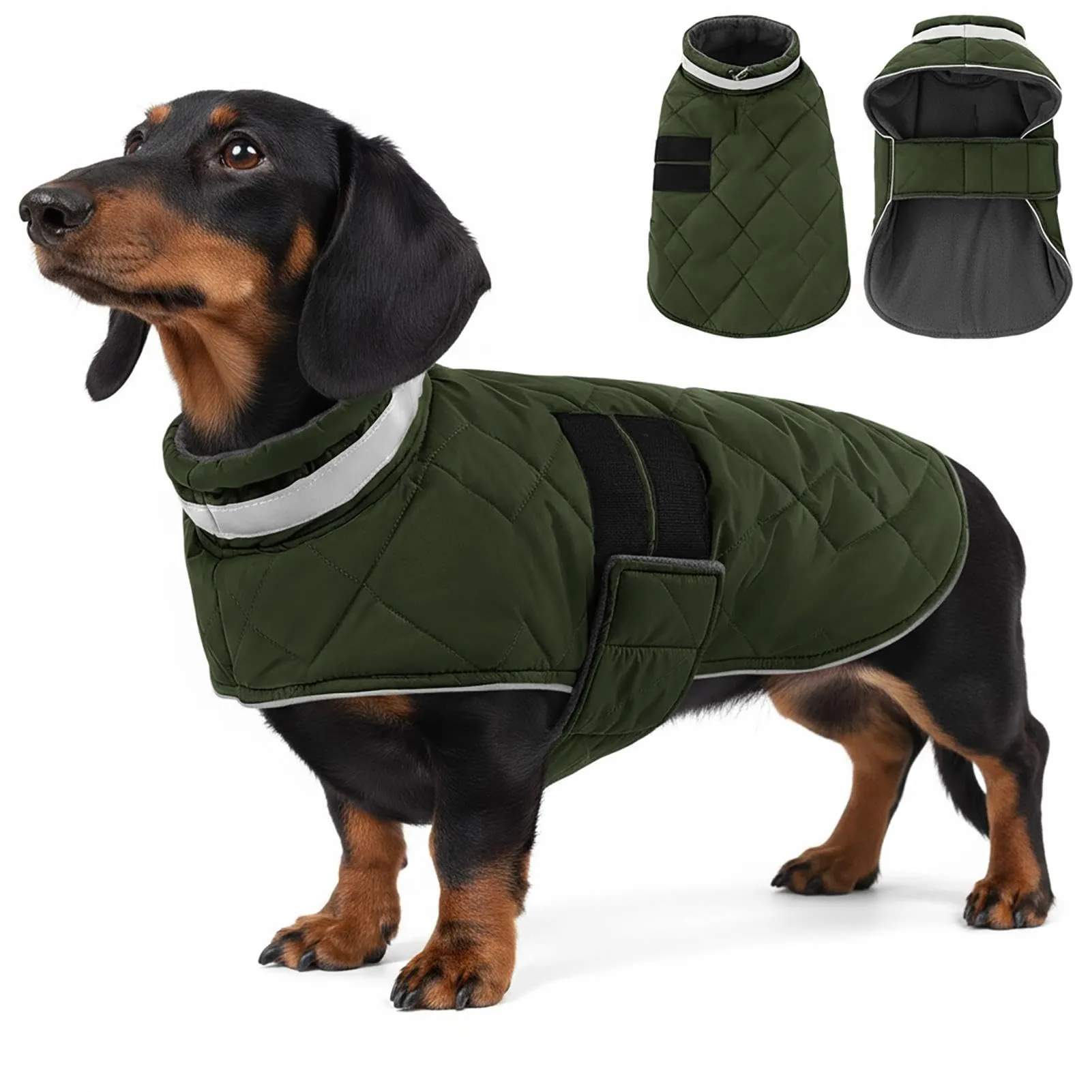 ASENKU Cappotto Invernale Cane M per Taglia Media, Giacca Impermeabile Antivento Riflettente, Fodera in Pile Calda, Velcro Regolabile, Apertura Collare – Per Beagle, Bassotto, Cavalier King - immagine 1