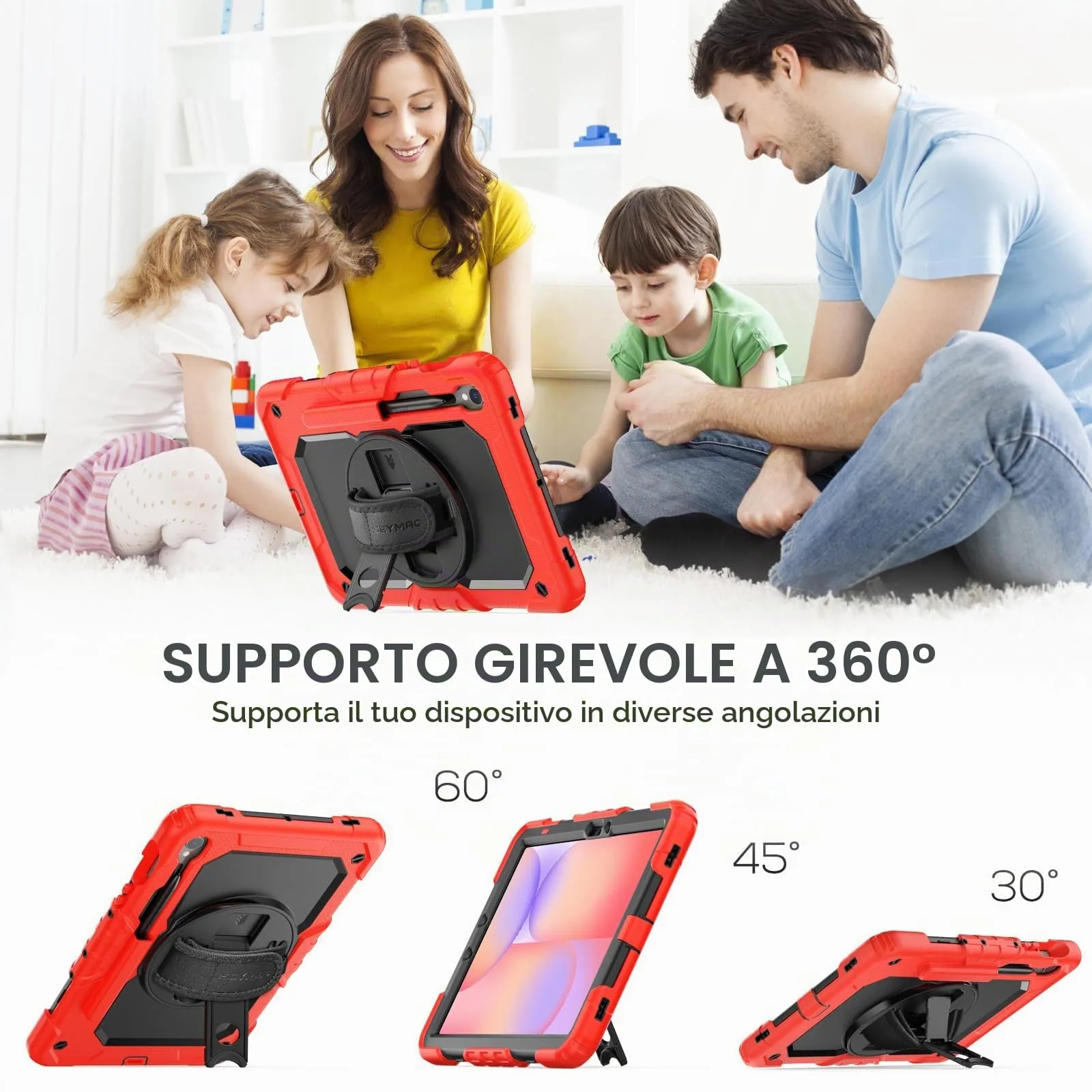 SEYMAC Cover per Samsung Galaxy Tab S10 Lite/S10 FE/S9 FE 10,9"/S9, Rosso - immagine 2