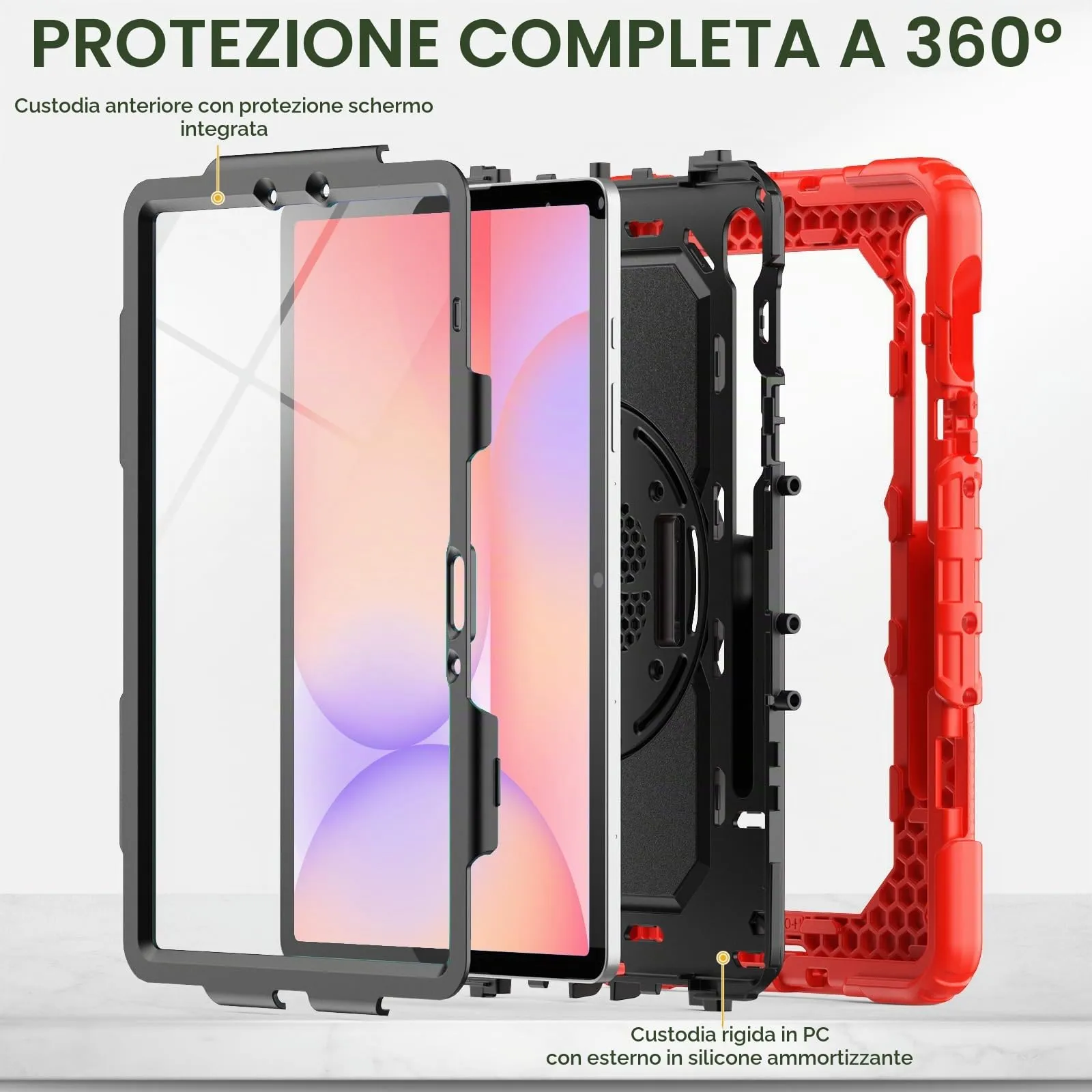 SEYMAC Cover per Samsung Galaxy Tab S10 Lite/S10 FE/S9 FE 10,9"/S9, Rosso - immagine 5