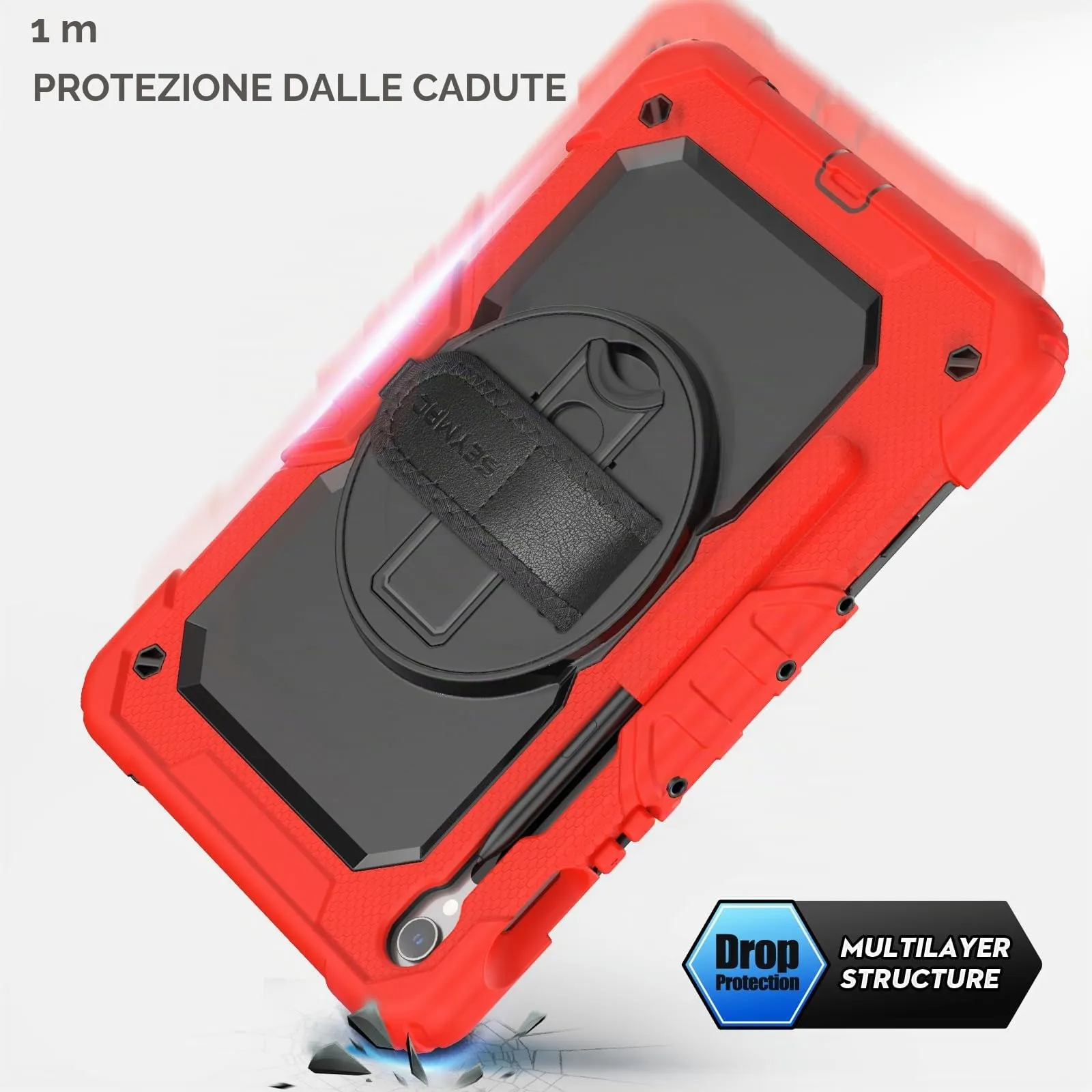 SEYMAC Cover per Samsung Galaxy Tab S10 Lite/S10 FE/S9 FE 10,9"/S9, Rosso - immagine 6