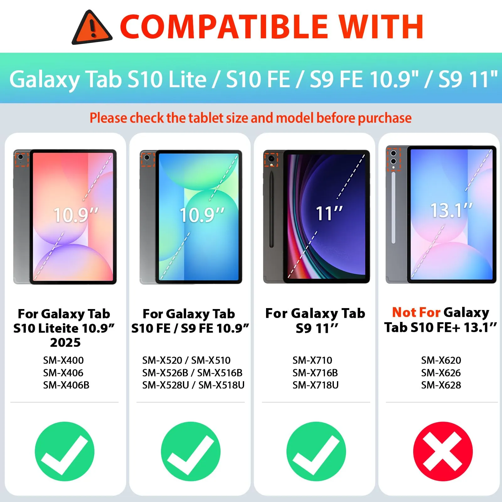 SEYMAC Cover per Samsung Galaxy Tab S10 Lite/S10 FE/S9 FE 10,9"/S9, Rosso - immagine 8