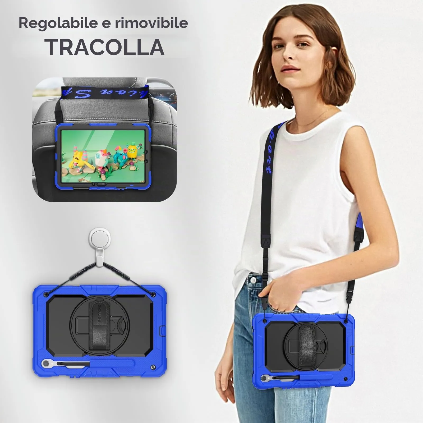 SEYMAC Cover per Samsung Galaxy Tab S10 Lite/S10 FE/S9 FE 10,9"/S9, Blu - immagine 4