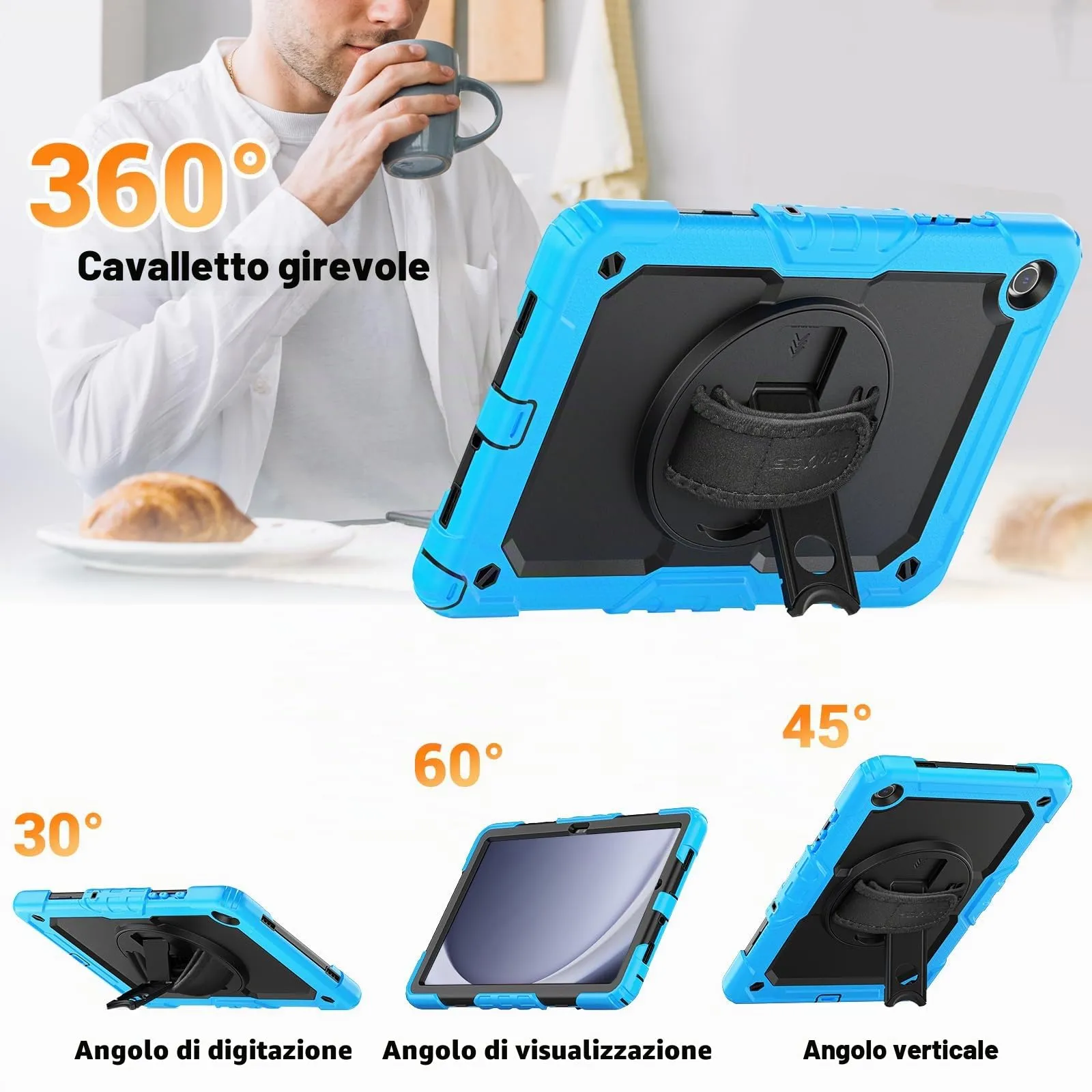 SEYMAC Cover per Samsung Galaxy Tab A9 Plus - 11 Pollici 2023, Azzurro - immagine 4