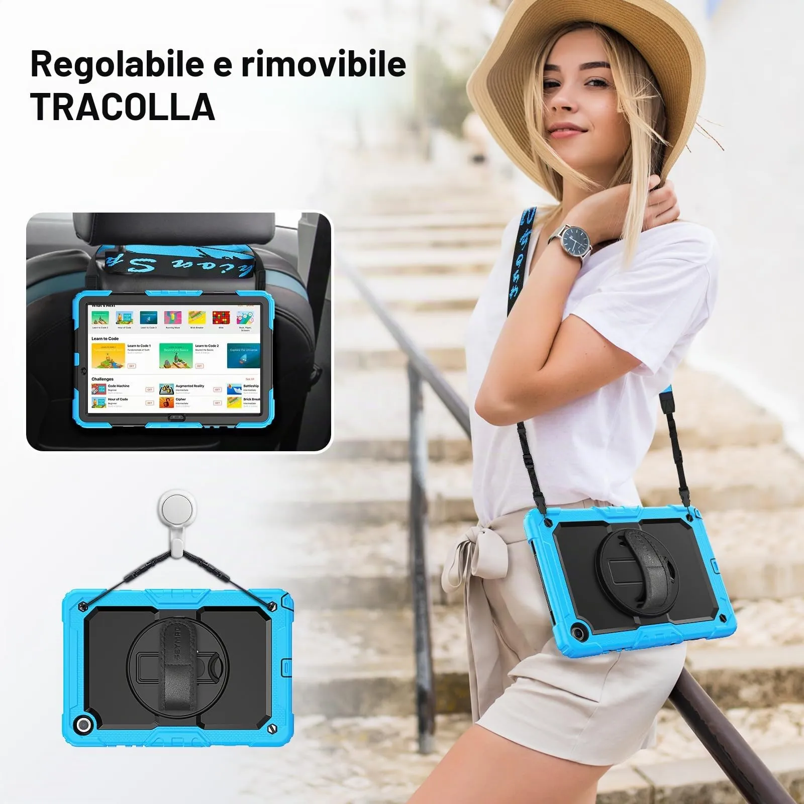 SEYMAC Cover per Samsung Galaxy Tab A9 Plus - 11 Pollici 2023, Azzurro - immagine 5