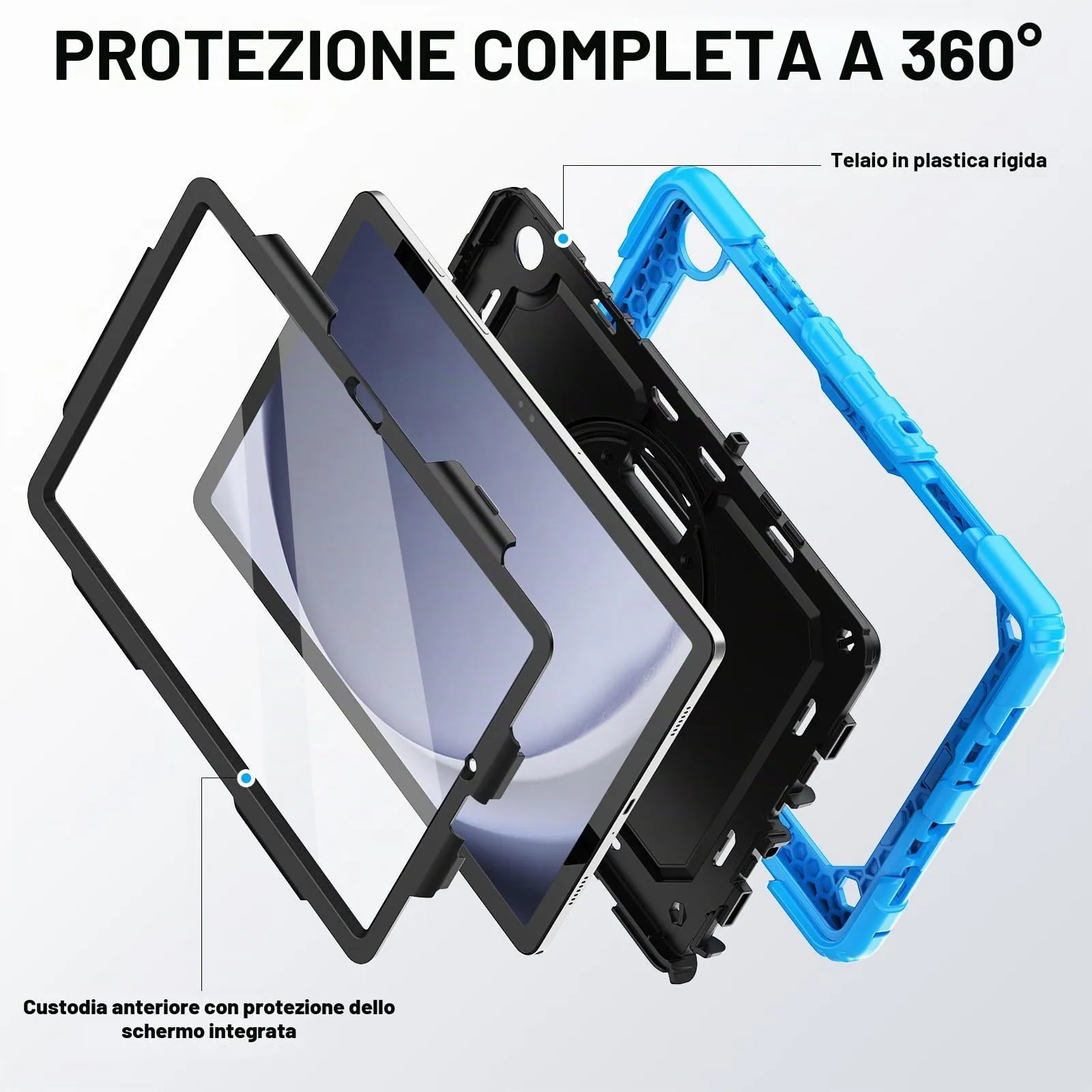 SEYMAC Cover per Samsung Galaxy Tab A9 Plus - 11 Pollici 2023, Azzurro - immagine 7