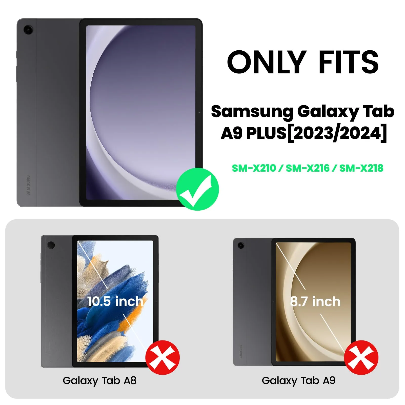 SEYMAC Cover per Samsung Galaxy Tab A9+ / A9 Plus - 11 Pollici 2023, Rosso - immagine 2
