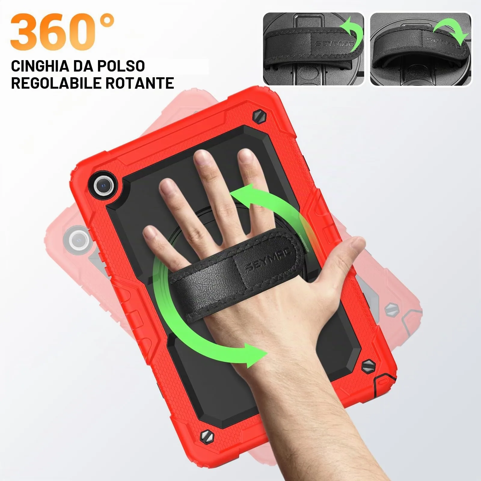 SEYMAC Cover per Samsung Galaxy Tab A9+ / A9 Plus - 11 Pollici 2023, Rosso - immagine 3