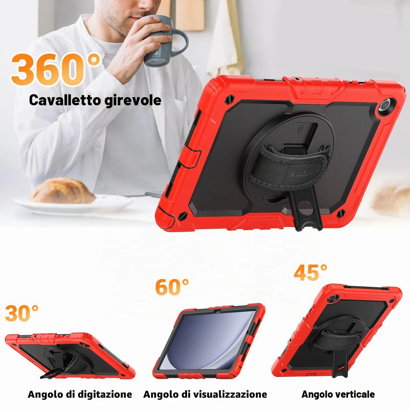 SEYMAC Cover per Samsung Galaxy Tab A9+ / A9 Plus - 11 Pollici 2023, Rosso - immagine 4