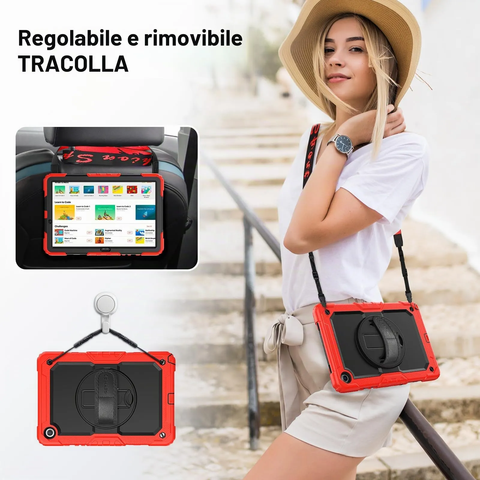 SEYMAC Cover per Samsung Galaxy Tab A9+ / A9 Plus - 11 Pollici 2023, Rosso - immagine 5